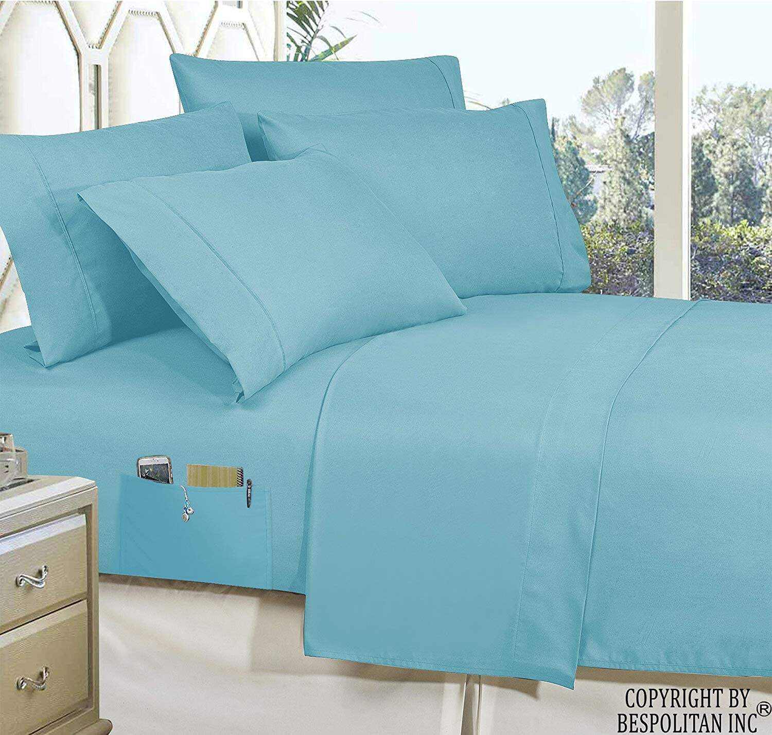 Bed-in-a-Bag Comforter 8 pcs Complete Set Silky Soft Double Sided Pockets