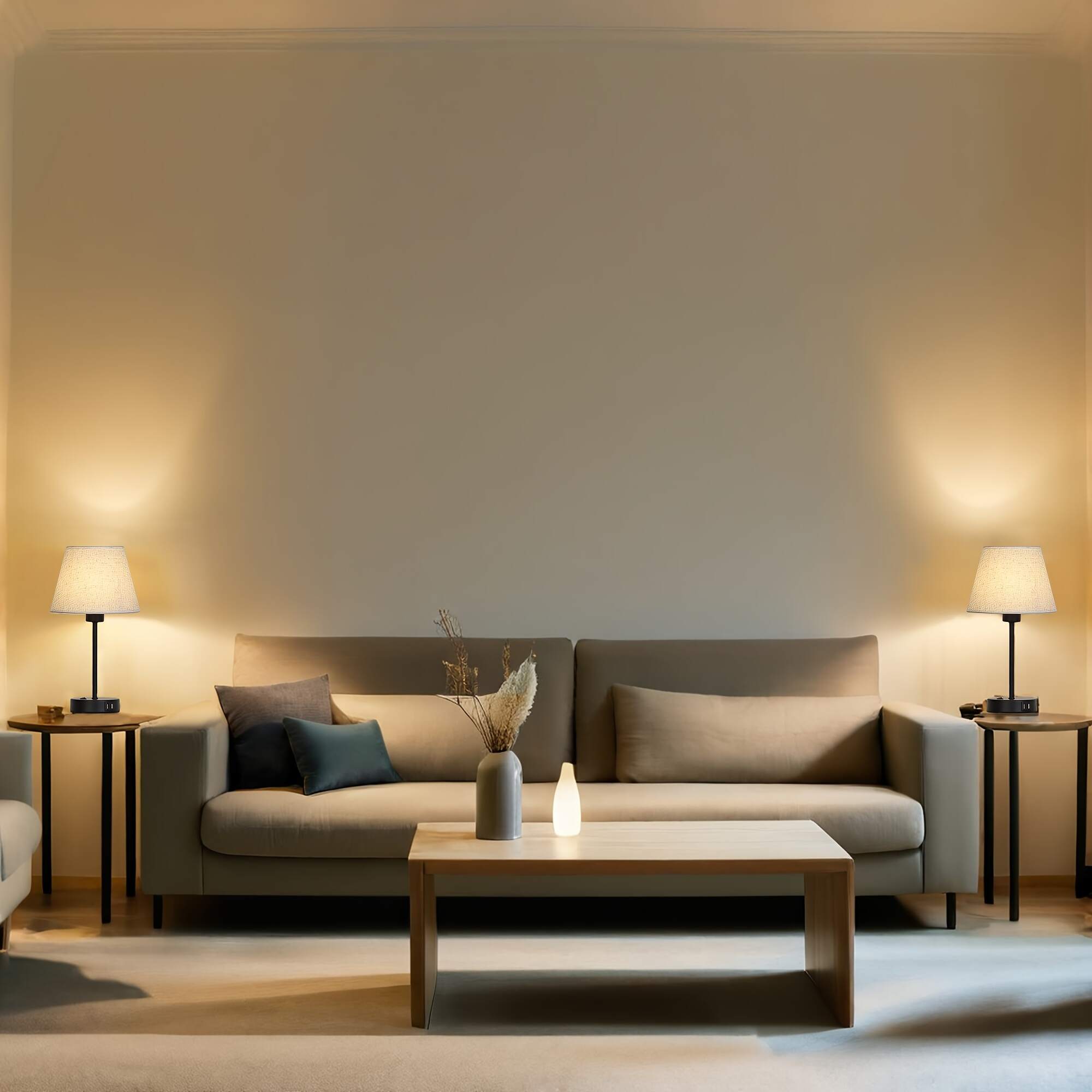 Modern Table Lamps Set Of 2 with Dual USB Charging Ports - Perfect for Bedroom, Living Room, Study Room