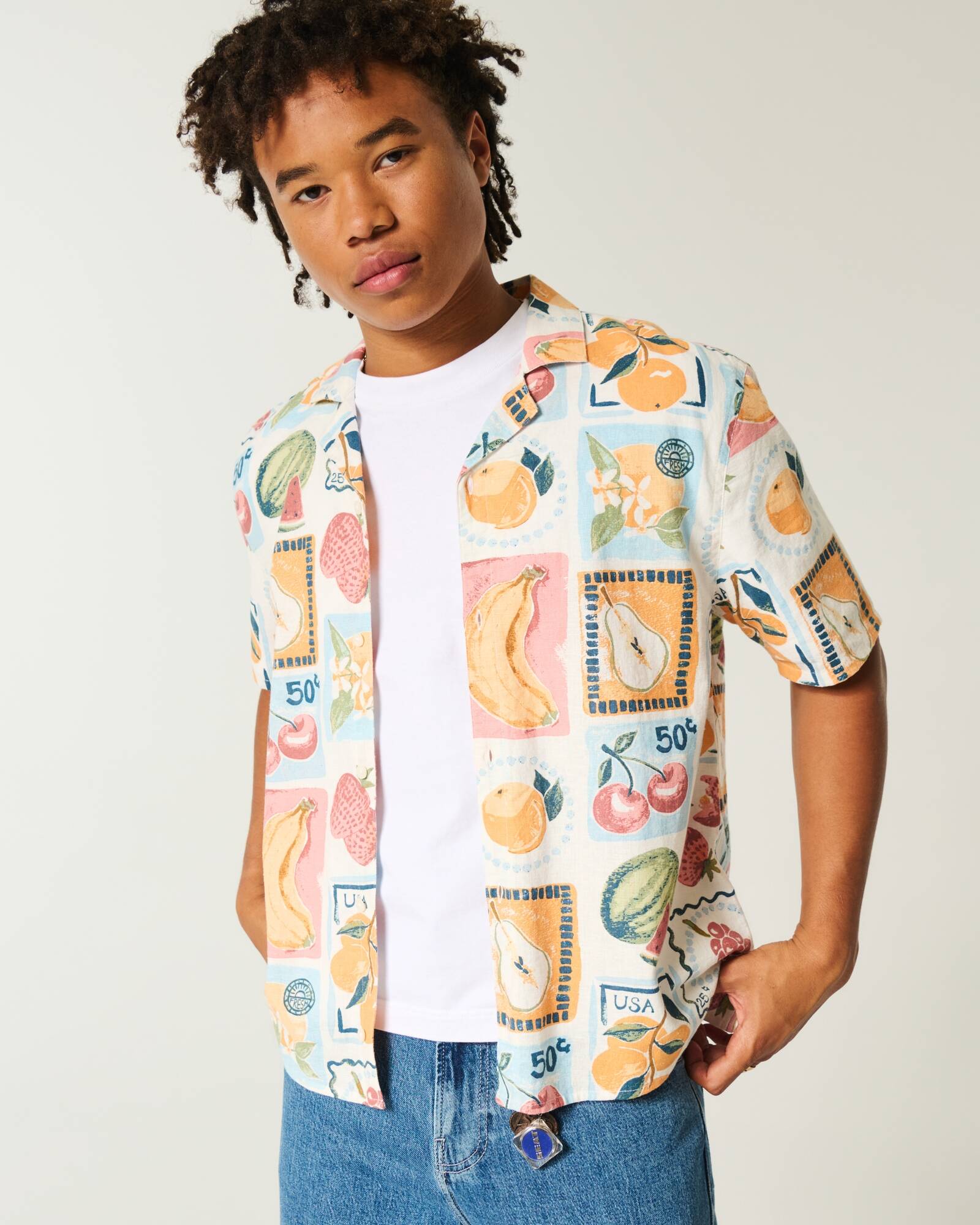 Boxy Short-Sleeve Linen-Blend Shirt