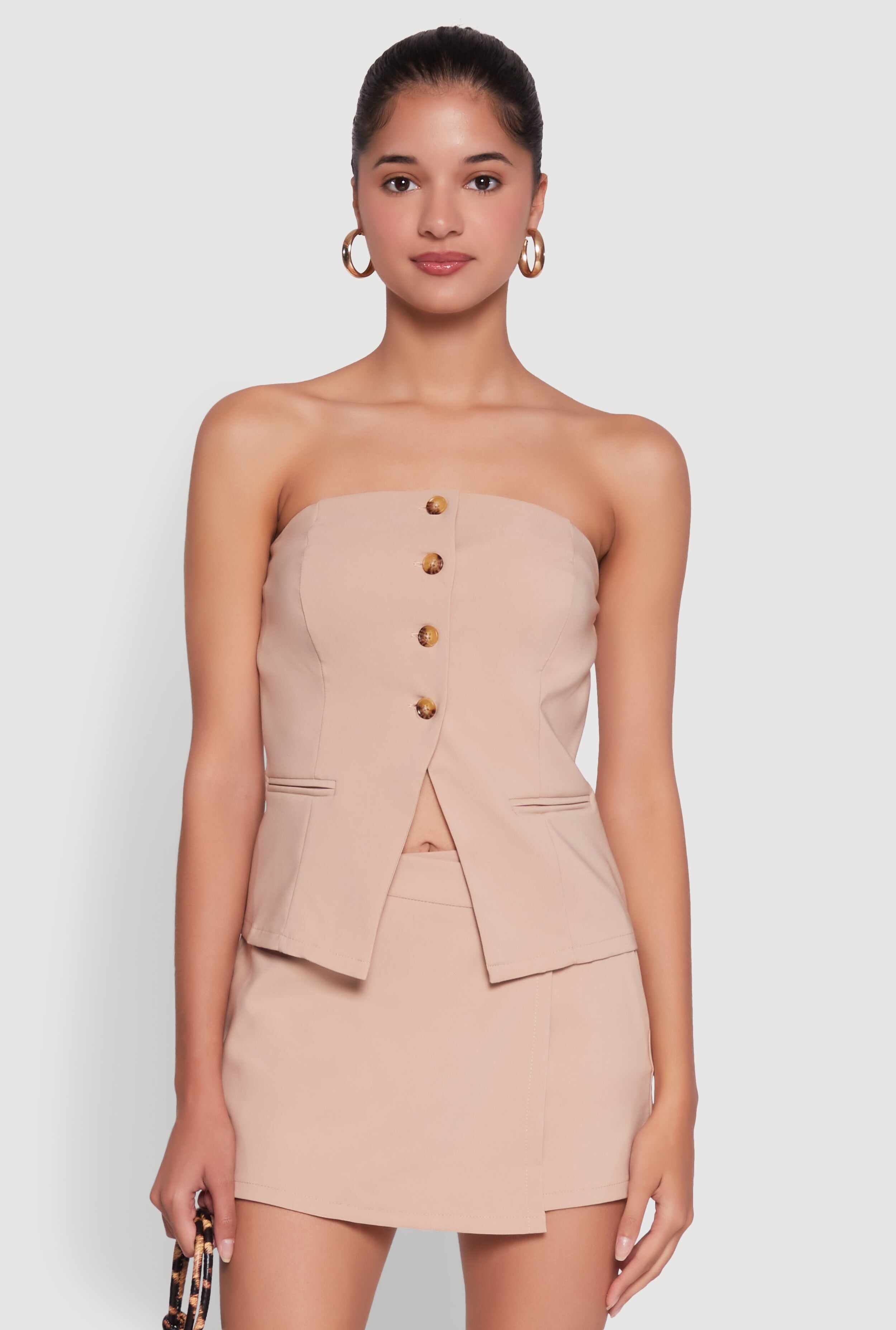 Haute Monde Strapless Blazer Corset Top