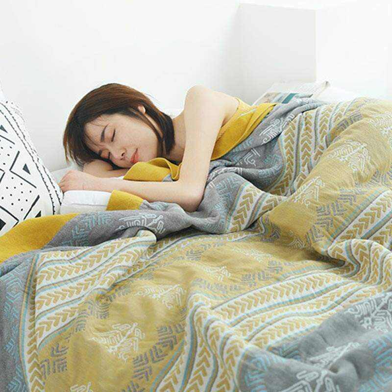 Cotton Wheat Ear Print Reversible Quilt