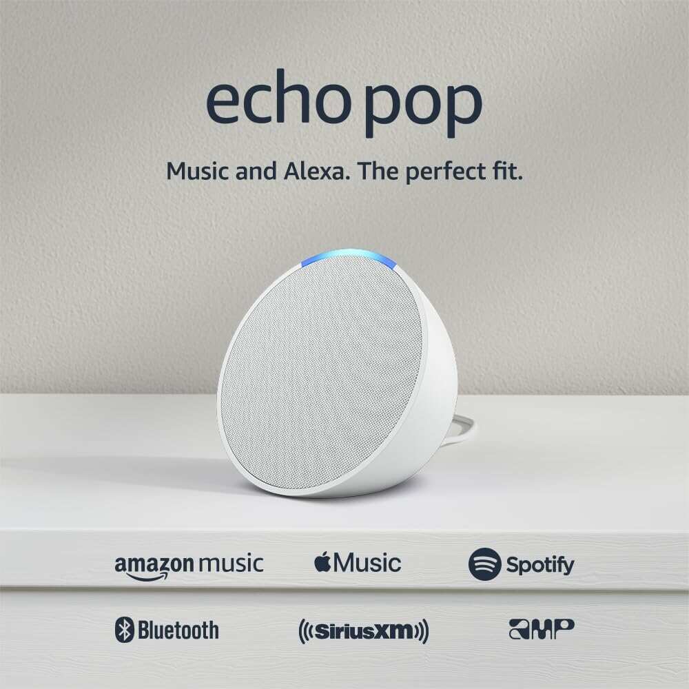 Amazon Echo Pop | Full sound compact smart speaker with Alexa | Charcoal