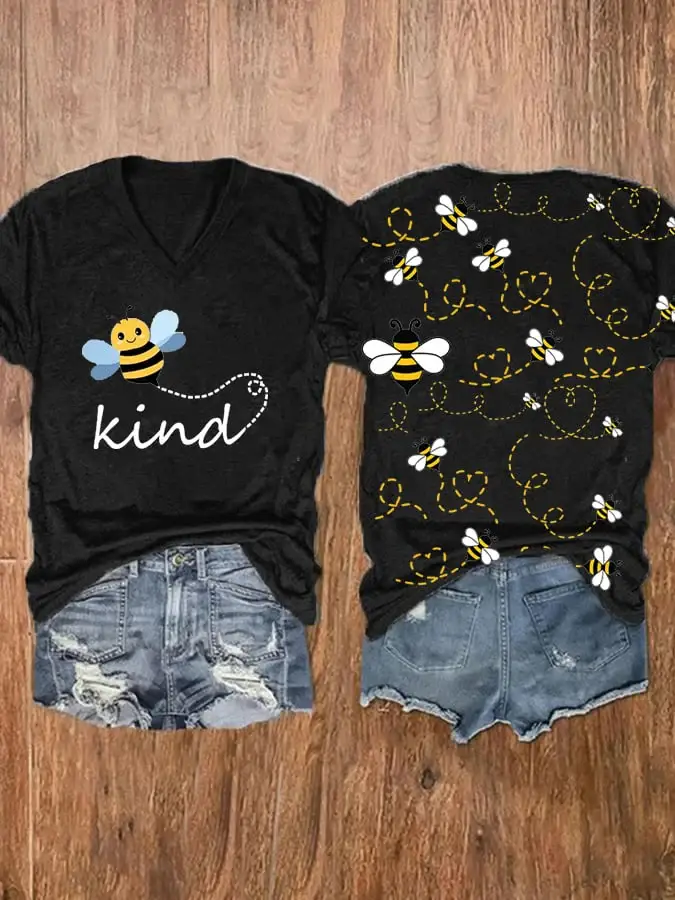 Bee kind Print Casual T-shirt