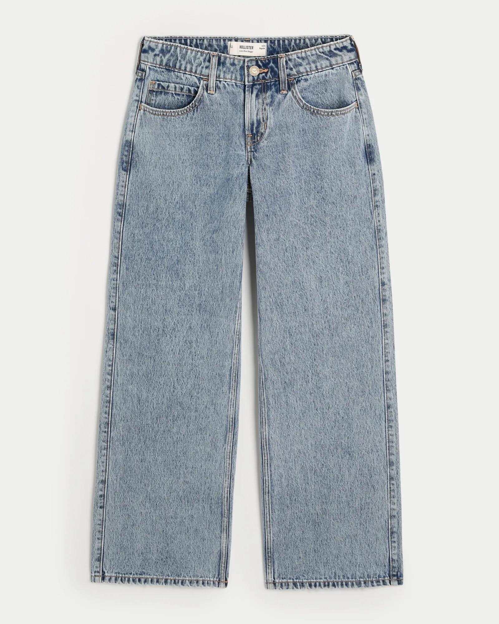 Low-Rise Dark Wash Baggy Jeans