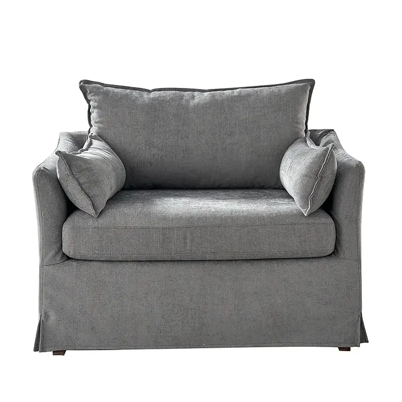 Miles Slipcovered Armchair with Large Ottoman