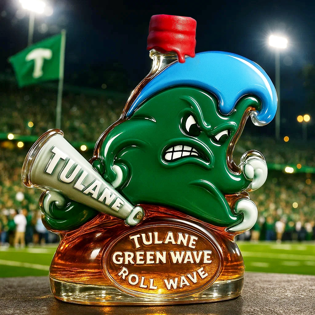 TULANE GREEN WAVE LOGO Limited Edition Whiskey Bottle