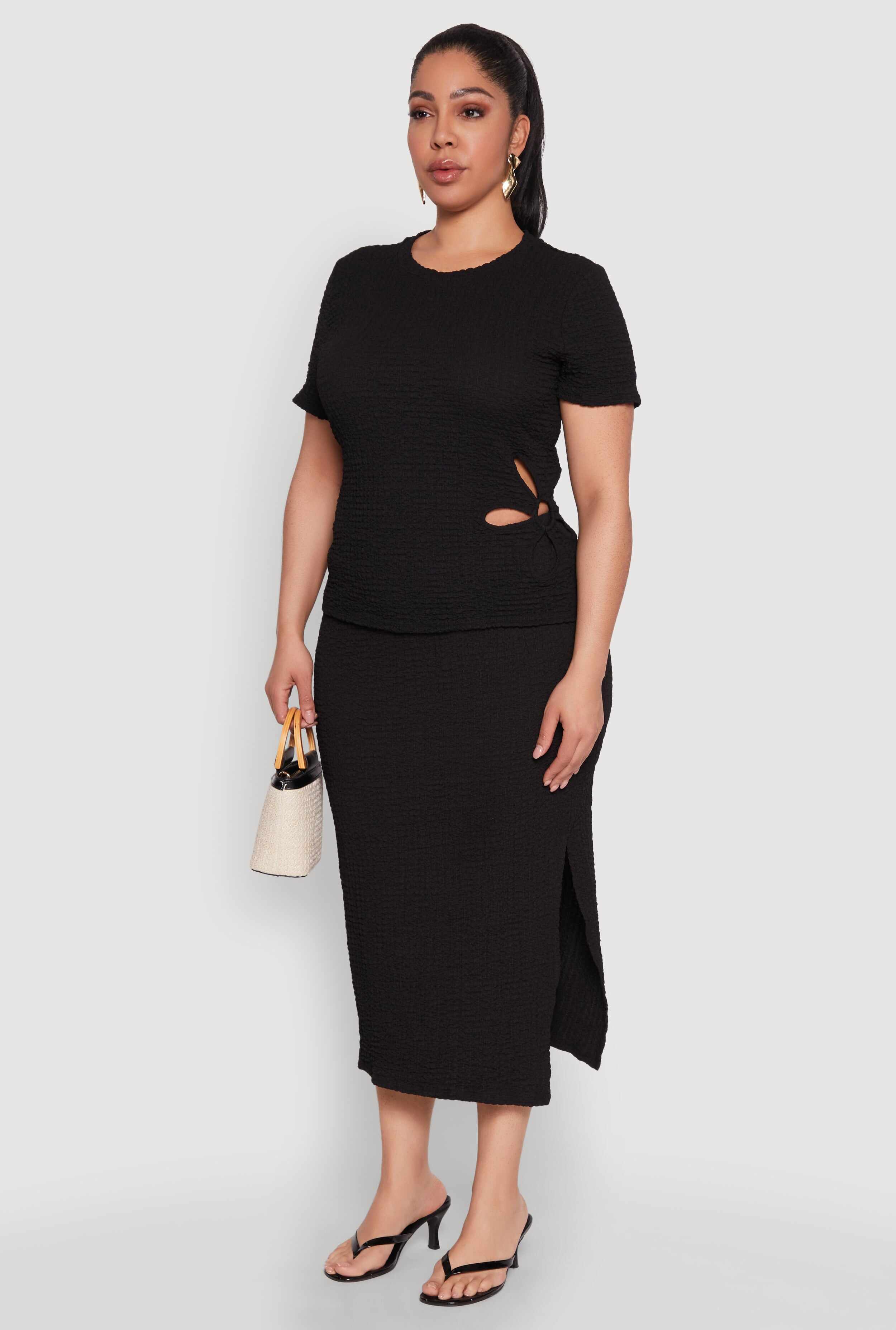 Plus Size Flower Cut Out Top