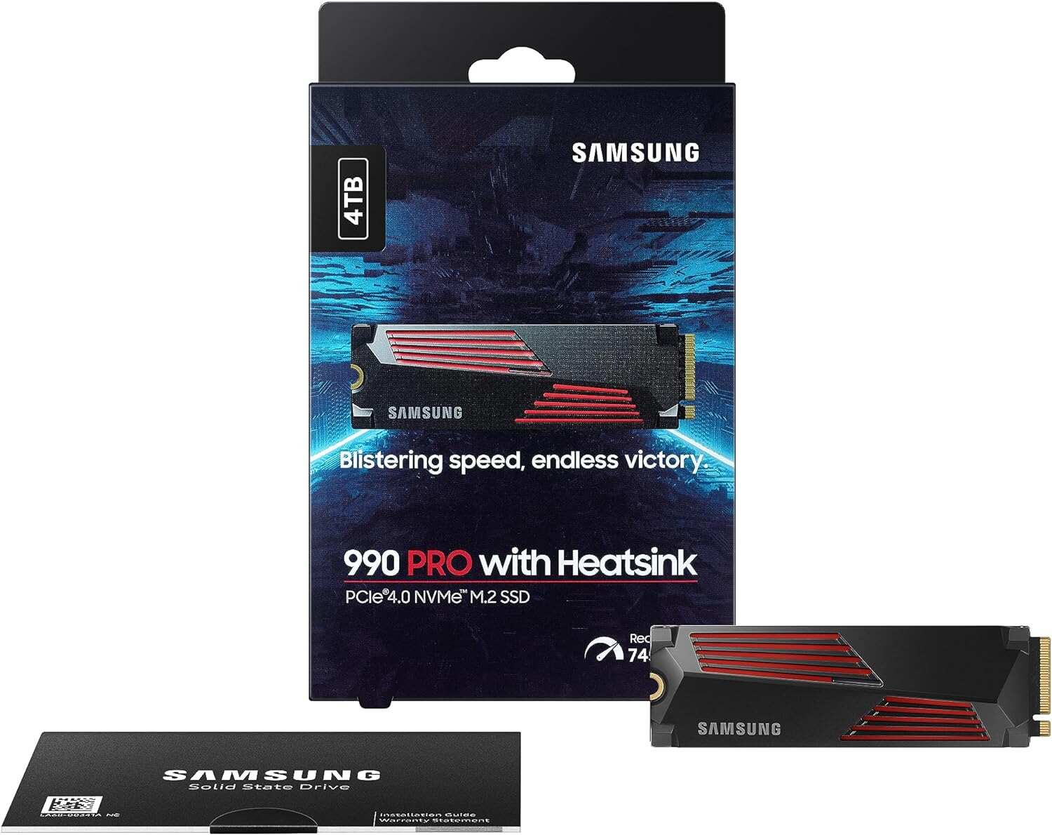SAMSUNG 990 PRO SSD 2TB PCIe 4.0 M.2 2280 Internal Solid State Hard Drive, Seq. Read Speeds Up to 7,450 MB/s for High End Computing, Gaming, and Heavy Duty Workstations, MZ-V9P2T0B/AM