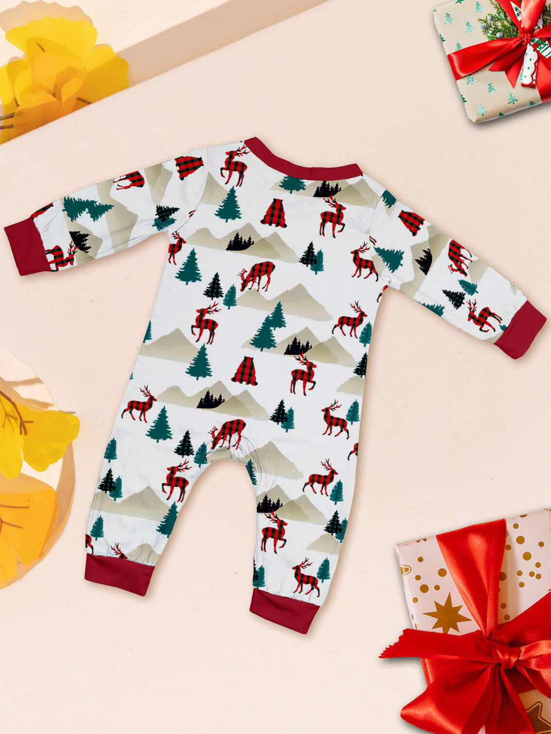 Christmas White Printed Family Matching Christmas Pajamas Sets