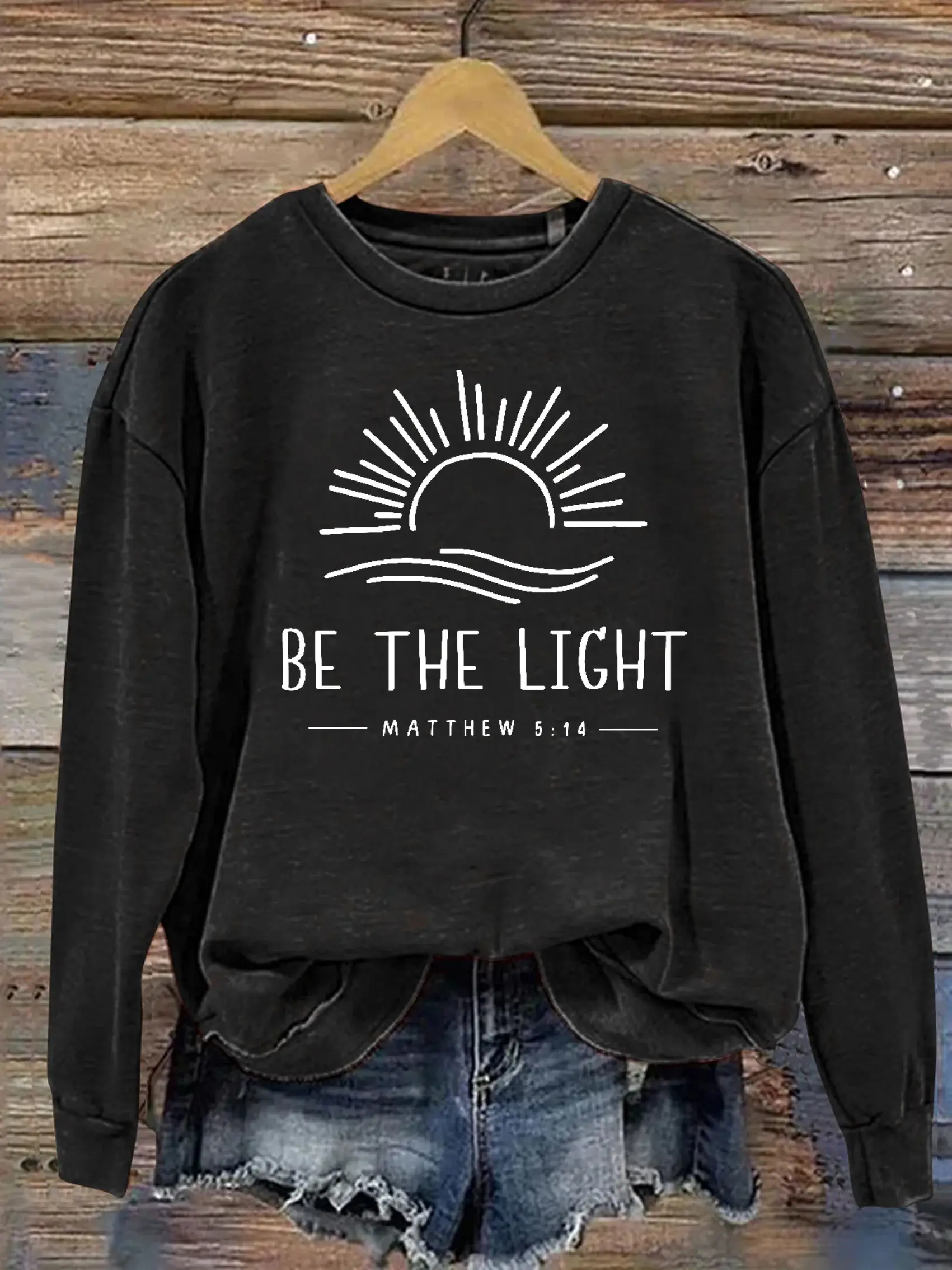 Unisex Women's Men's Be The Light Mathew 5:14 Verse Religious Faith Outfit Church Christian Print Casual Hoodie