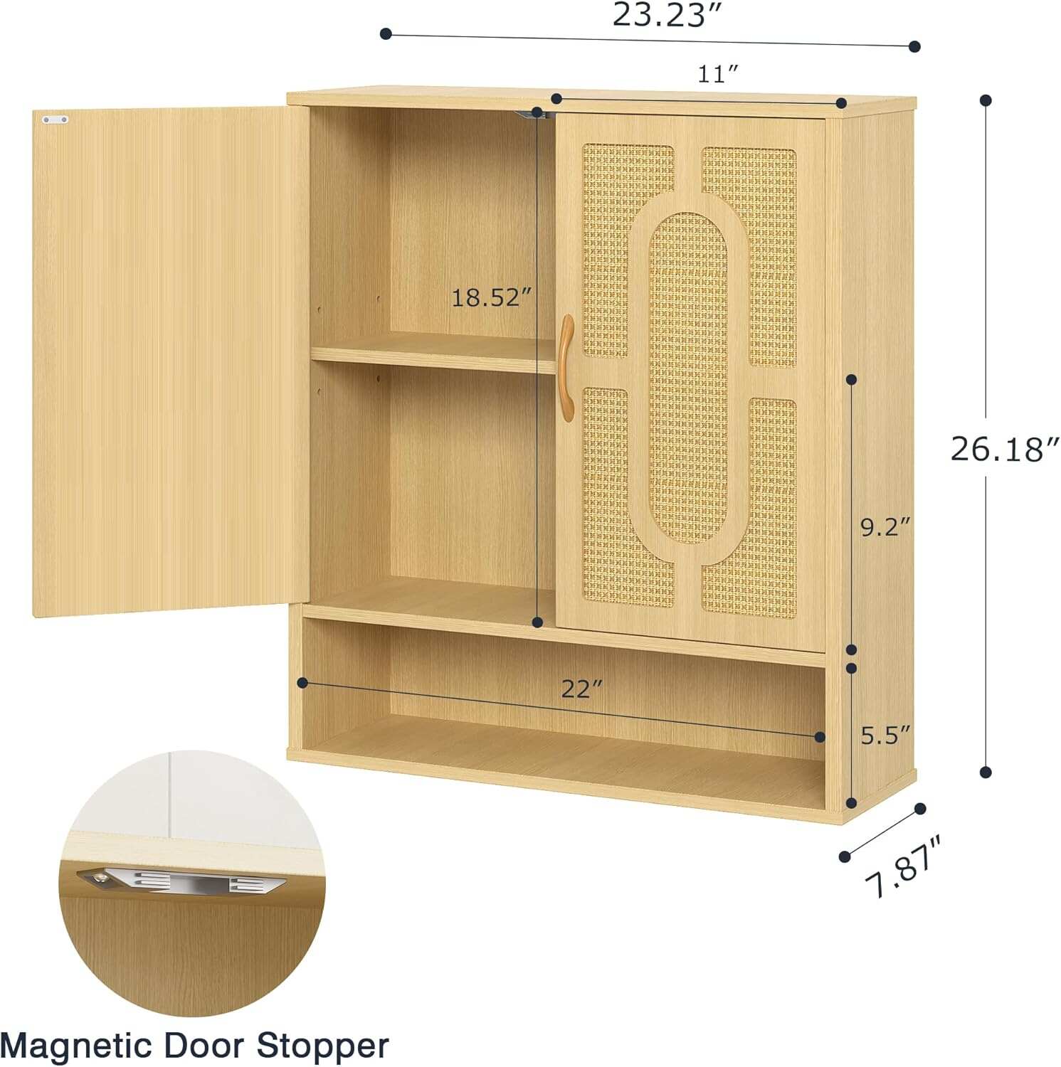 VECELO Rattan Bathroom Wall Cabinet