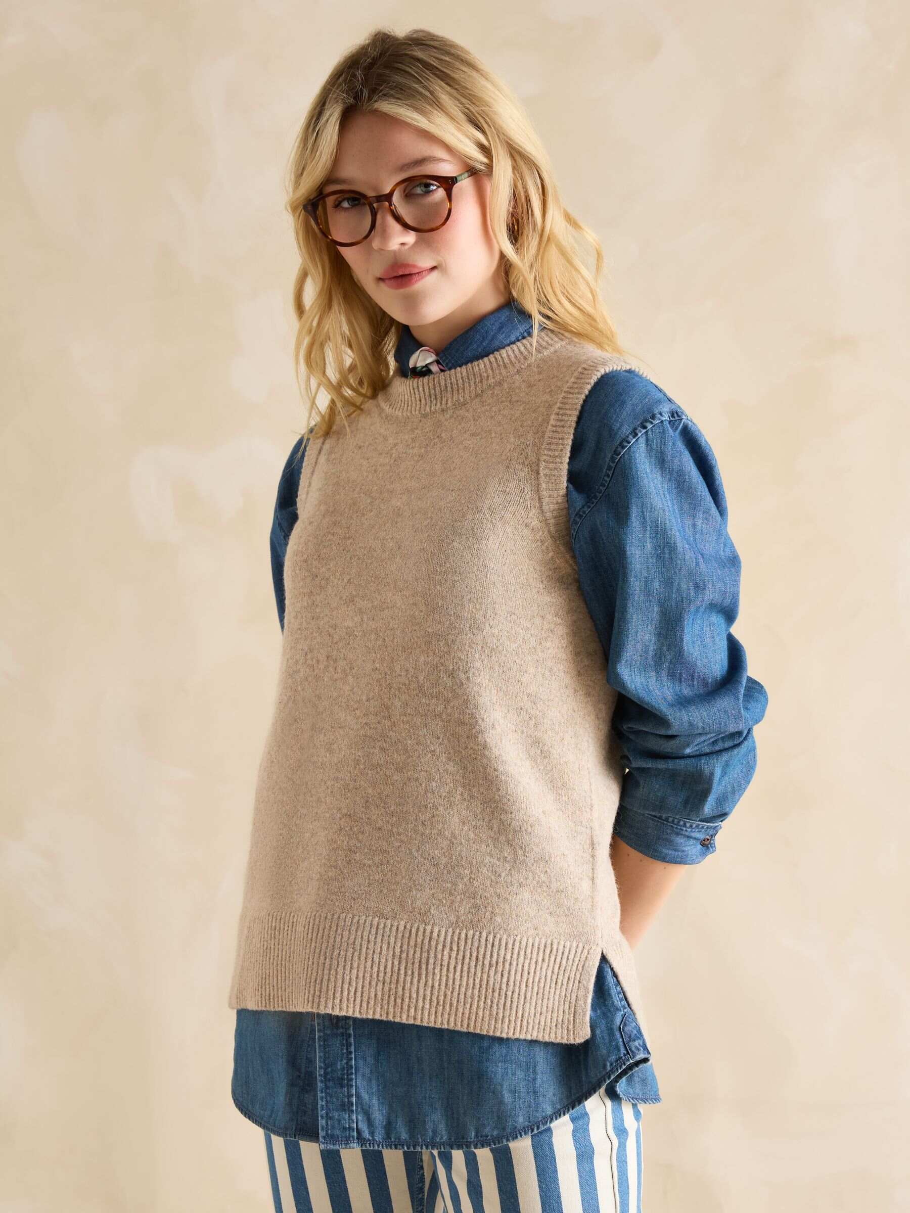Holly Camel Brown Knitted Vest
