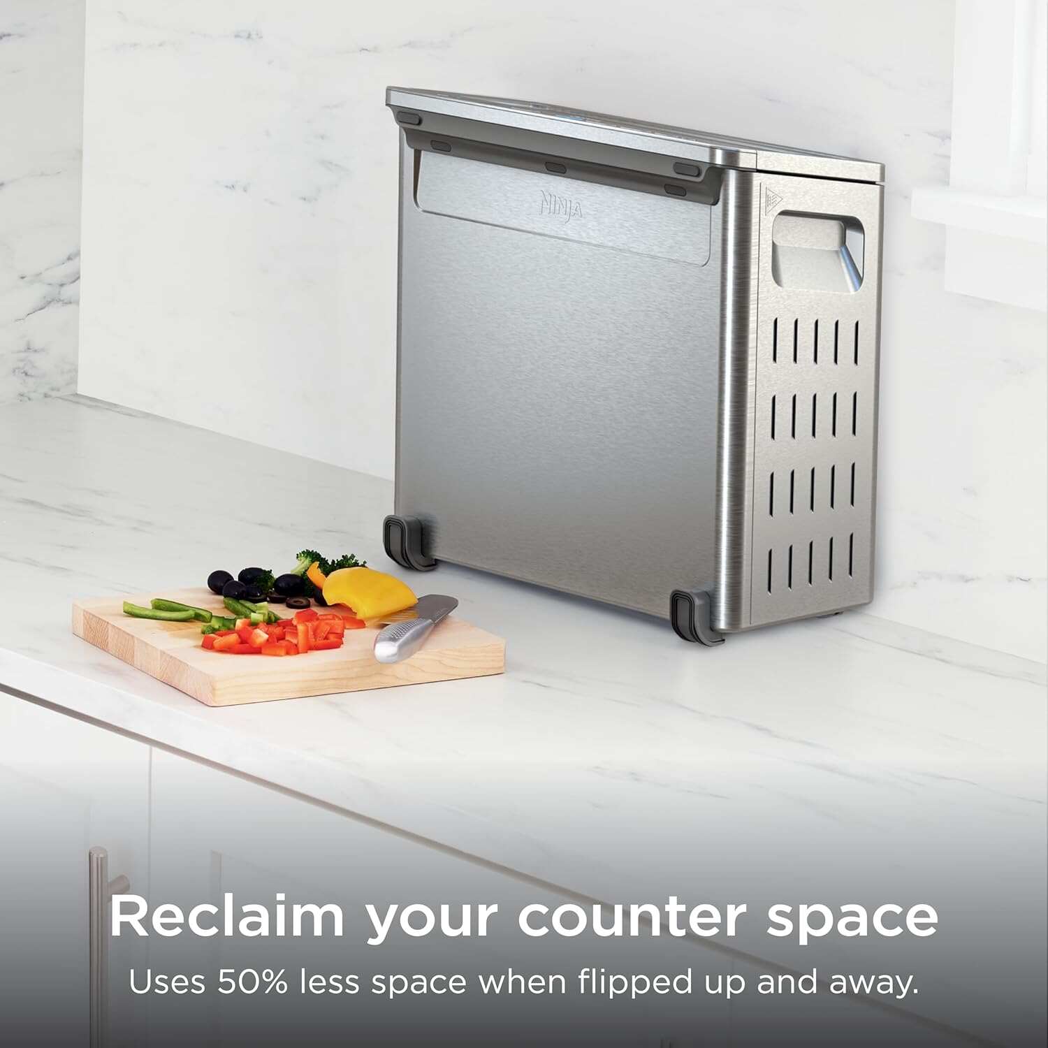 Air Fryer Toaster Oven Combo | 8-in-1 Functionality | Flip Up & Away for Storage Space | Air Fry Basket, Sheet Pan, Wire Rack & Removable Crumb Tray |1800 Watt | Stainless Steel | SP151