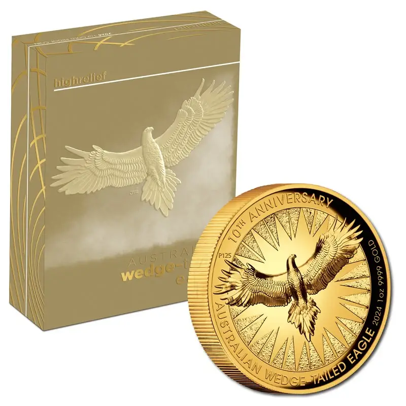 1 oz Australian Wedge-tailed Eagle High Relief Gold Coin
