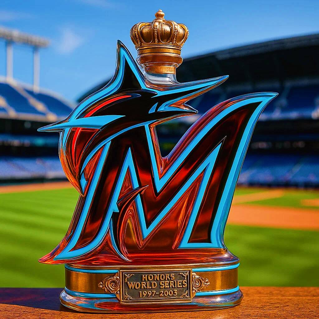 Miami Marlins Championship Limited Edition Whiskey Bottle