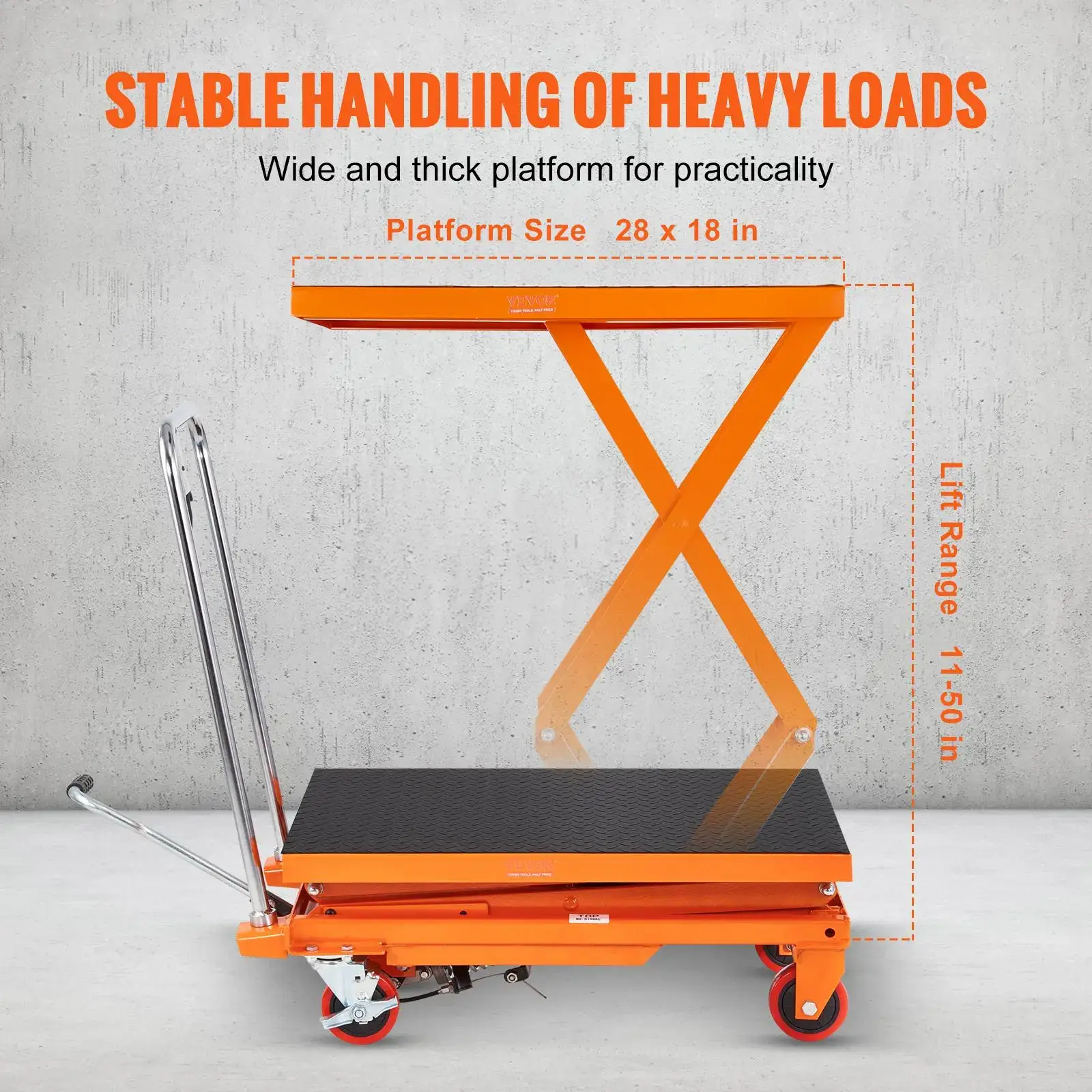 Hydraulic Lift Table Cart 330lbs Capacity 50