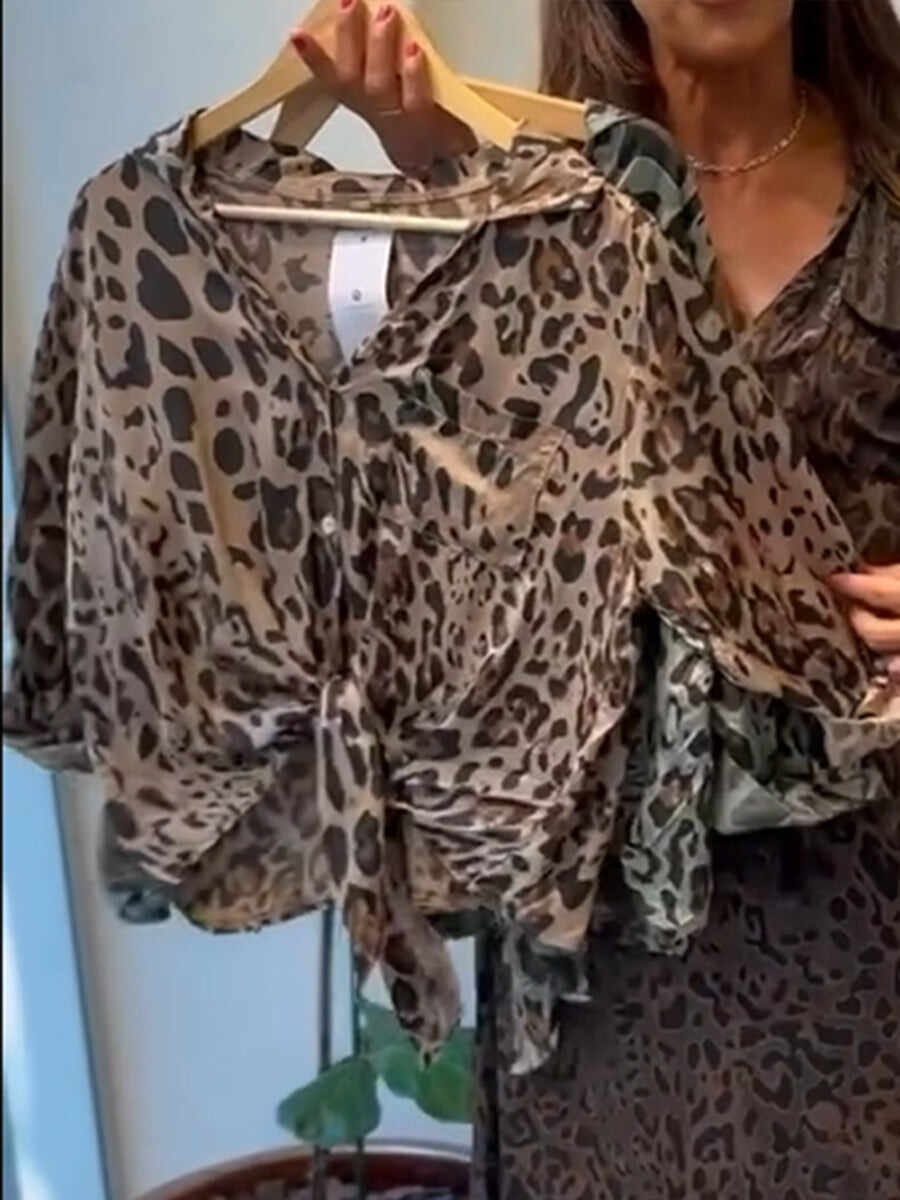 🔥Summer Arrivals🌟Casual Leopard Print Linen And Cotton Shirt