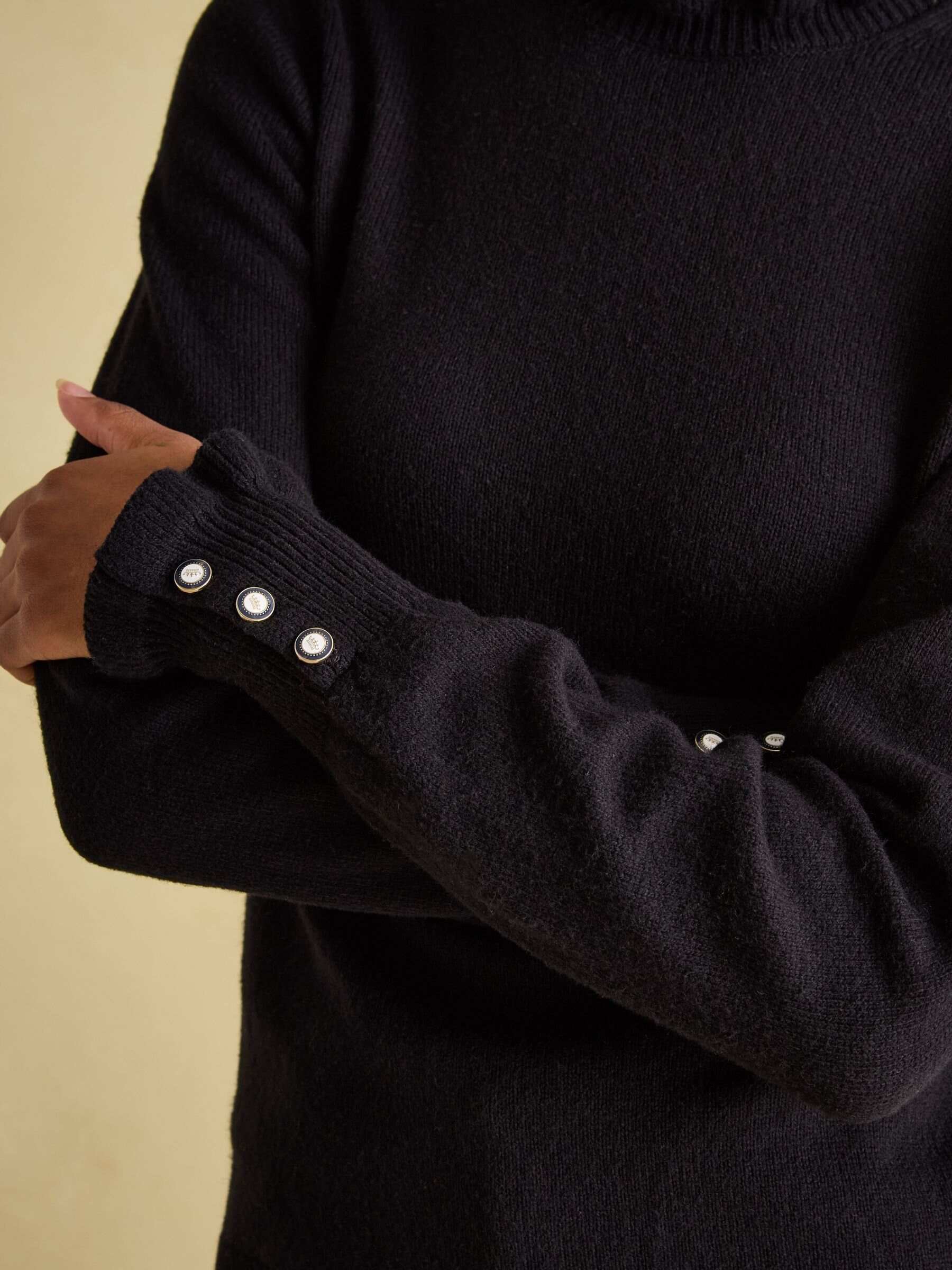 Edith Black Frill Neck Jumper