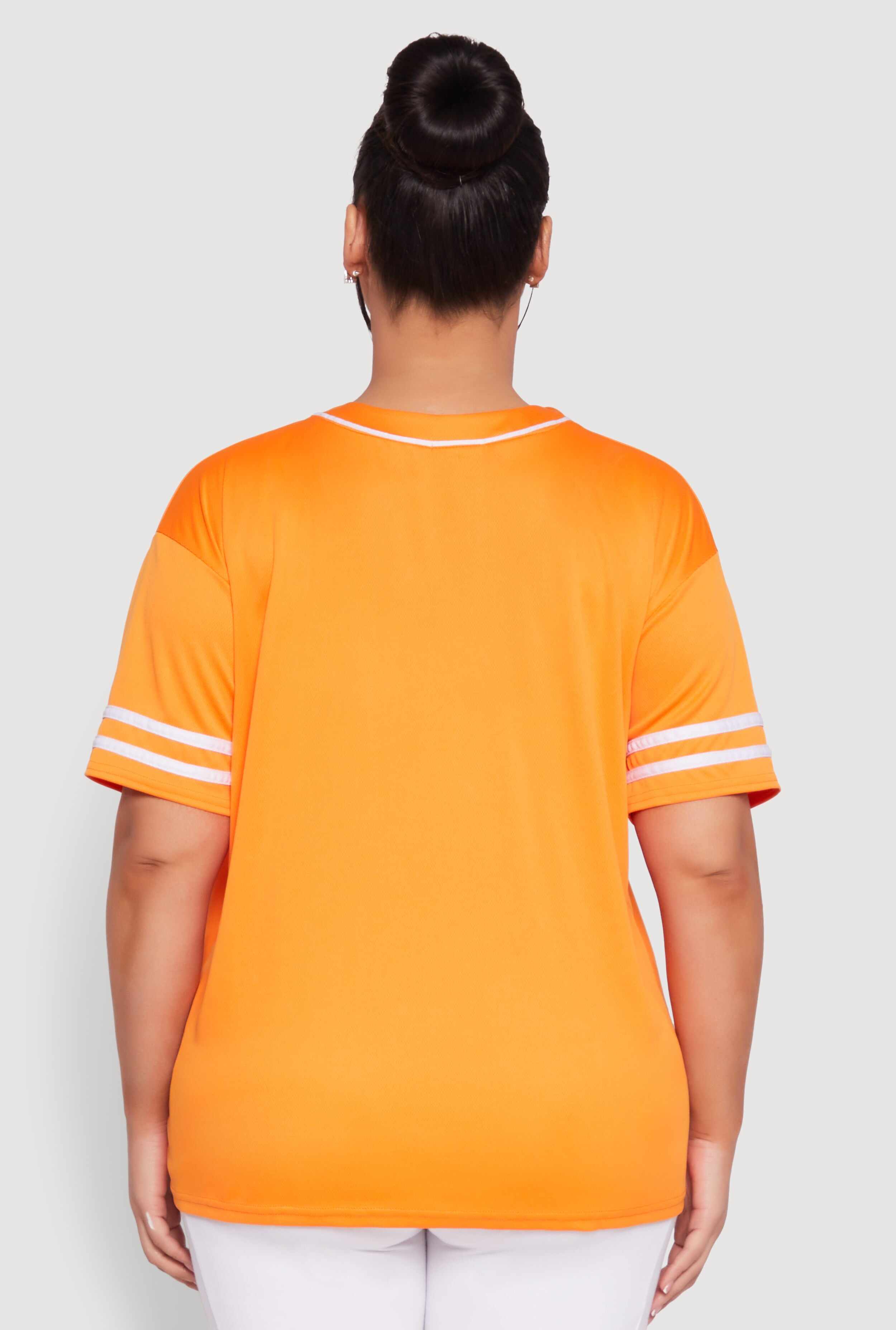 Plus Size Varsity Stripe Brooklyn Baseball Jersey