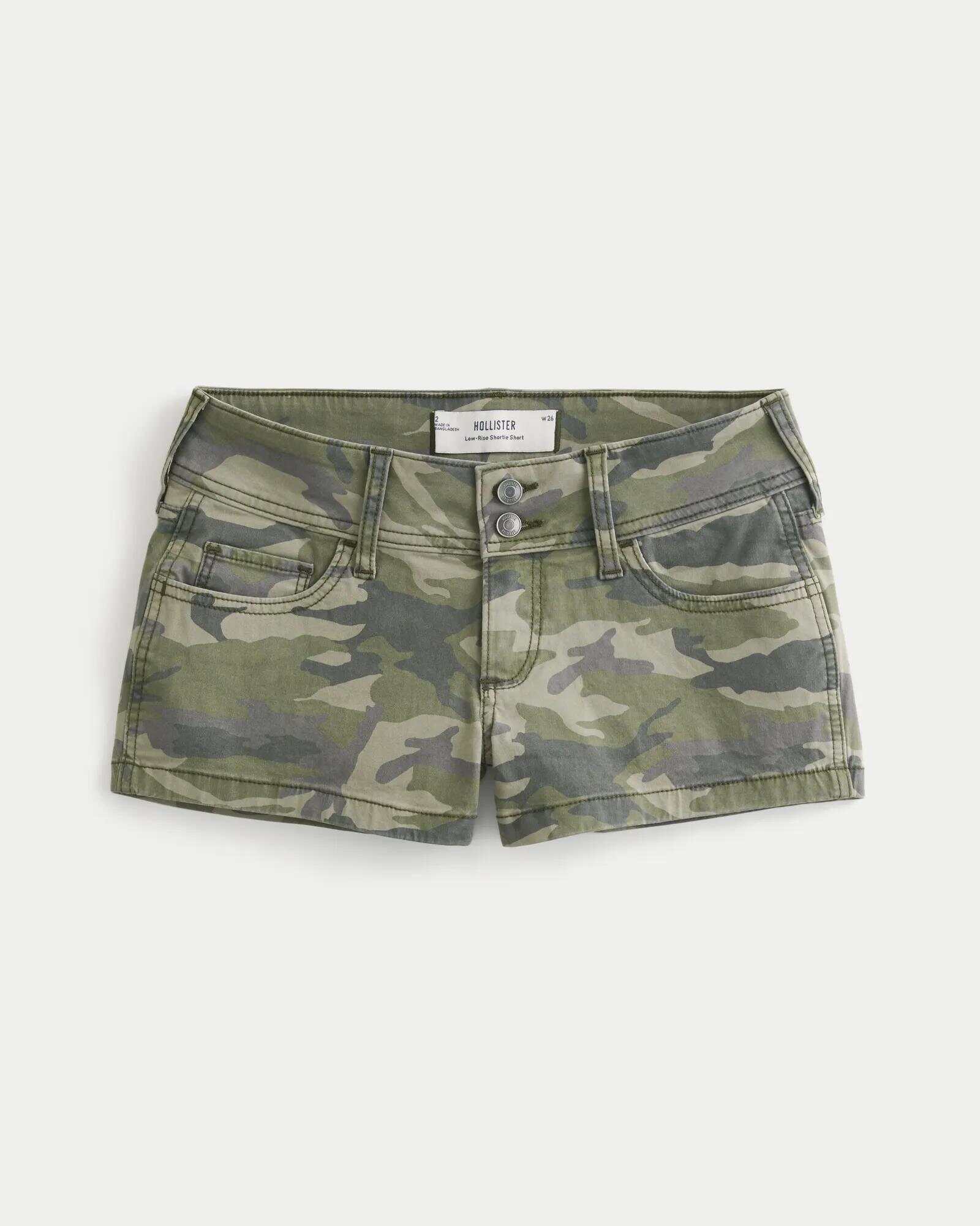 Low-Rise Medium Wash Denim Shortie Shorts