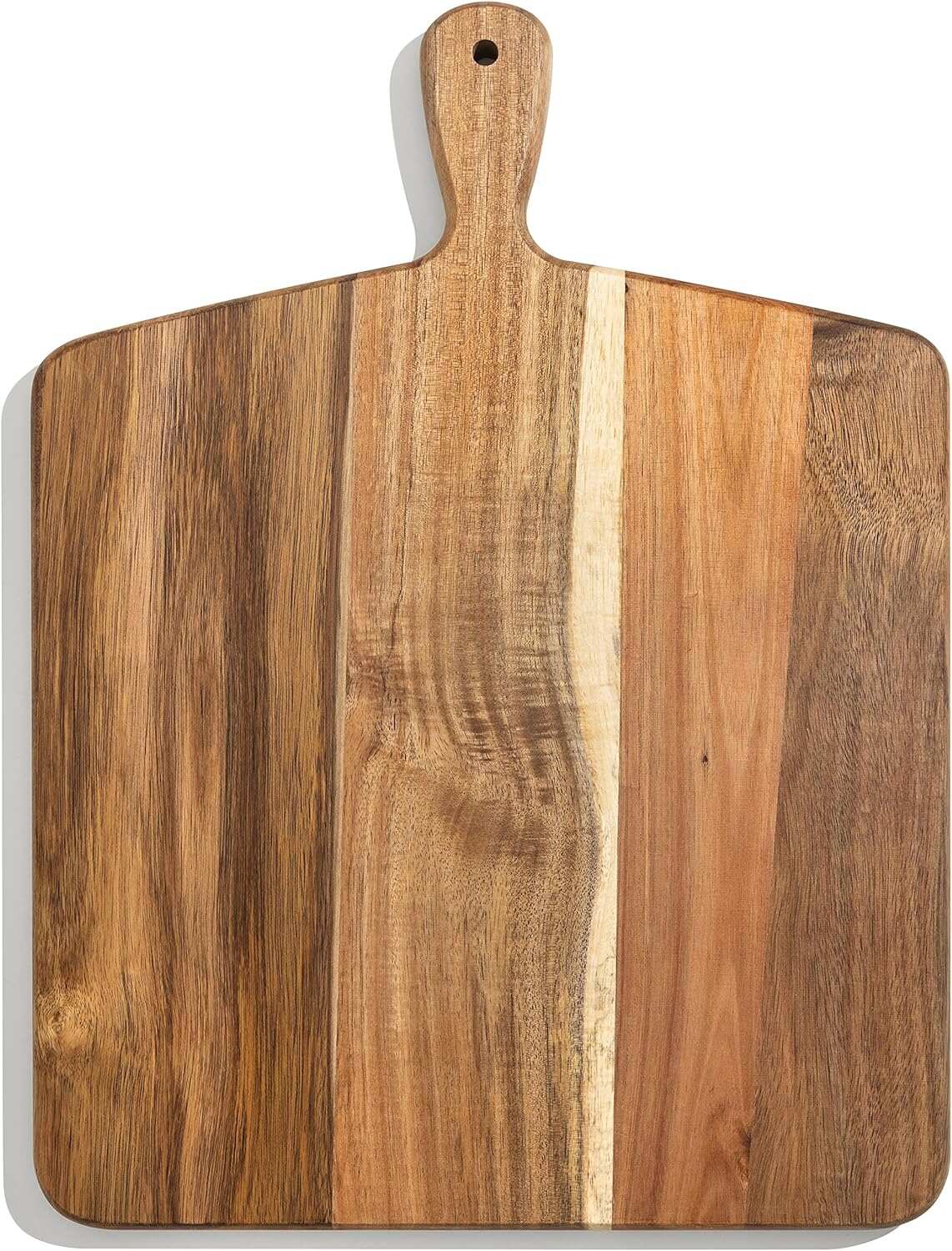 Acacia Wood Cutting Board and Chopping Board with Handle for Meat, Cheese Board, Vegetables, Bread, and Charcuterie - Decorative Wooden Serving Board for Kitchen and Dining Room, Large 17