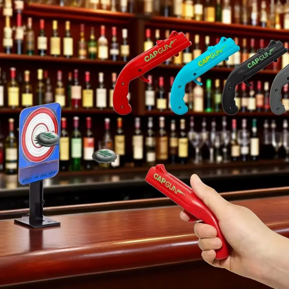 3PC Cap Gun Shooting Bottle Opener-Launches Caps for World Cup Parties, BBQs Adult Gatherings, Fun Gadget for Sports Events
