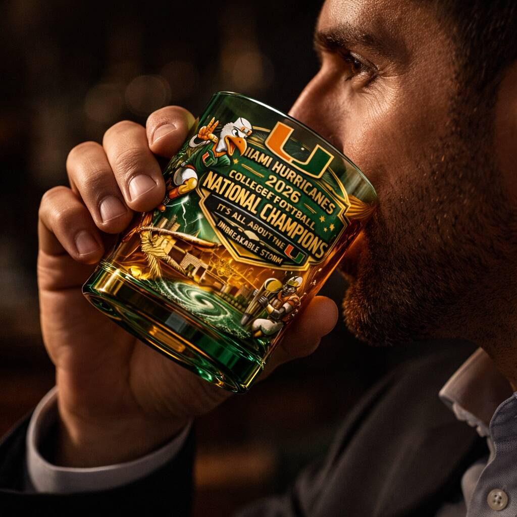 Miami Hurricanes 2026 National Champions Whiskey Glass