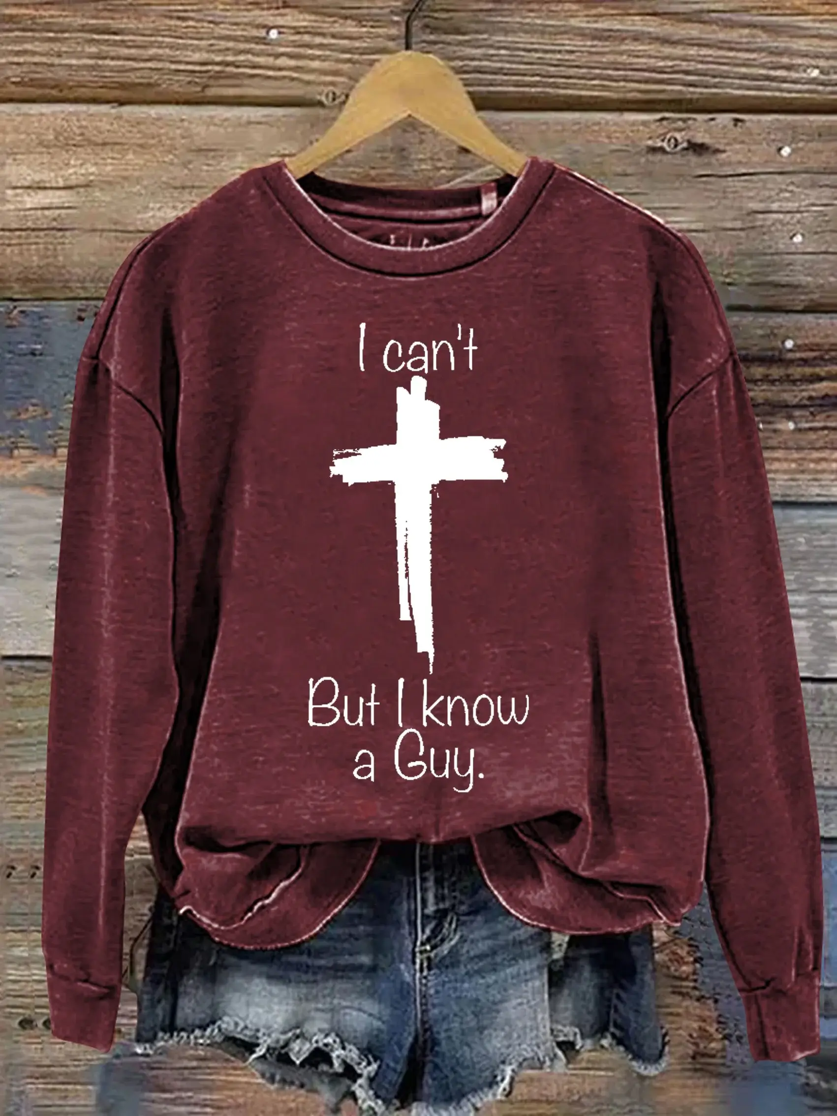 Unisex Women's Men's I Can't But I Know A Guy Verse Religious Faith Outfit Church Christian Print Casual Hoodie