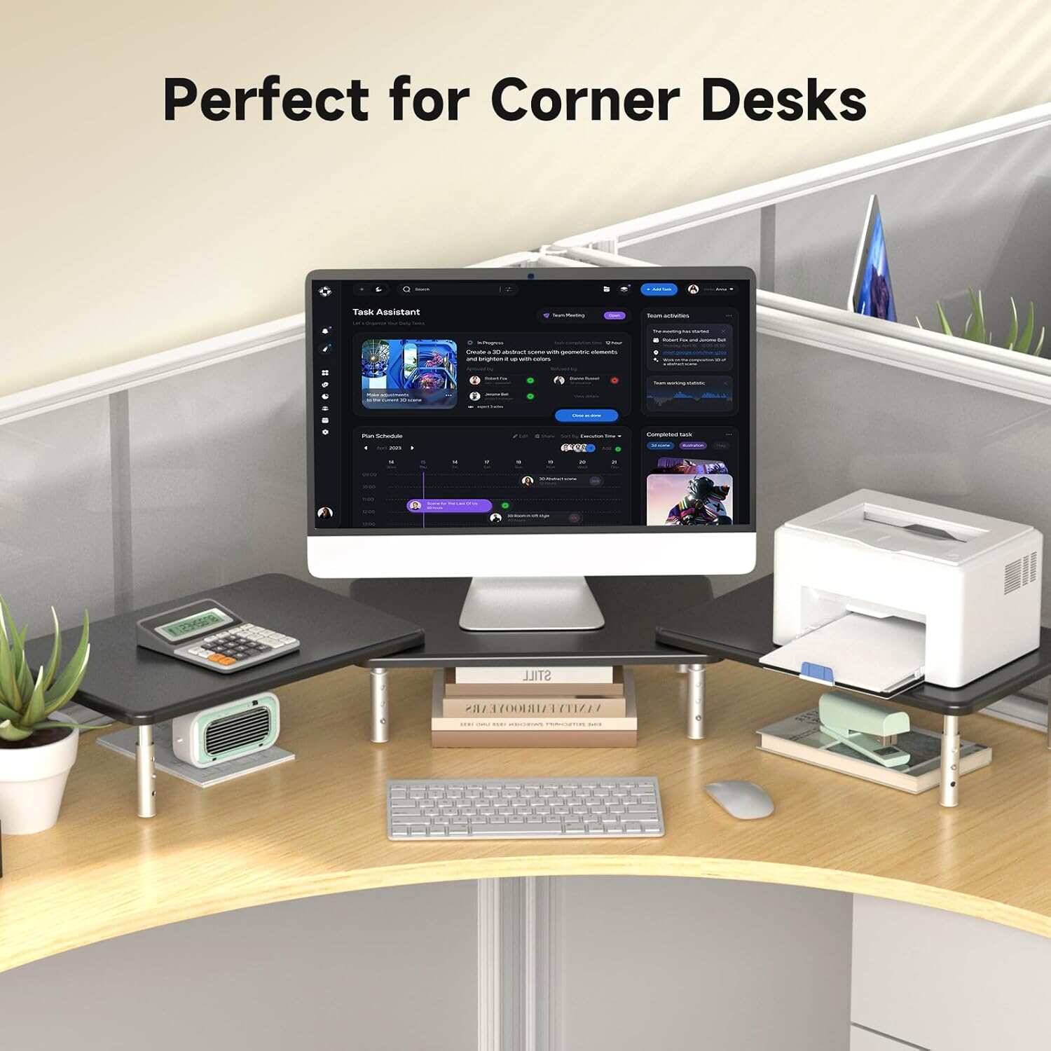 Computer Monitor Stand Riser,Monitor Riser for Laptop, Printer, Notebook and All Flat Screen TV Display with Vented Platform,3 Height Adjustable Laptop Riser,1 Pack,Black(MST003)