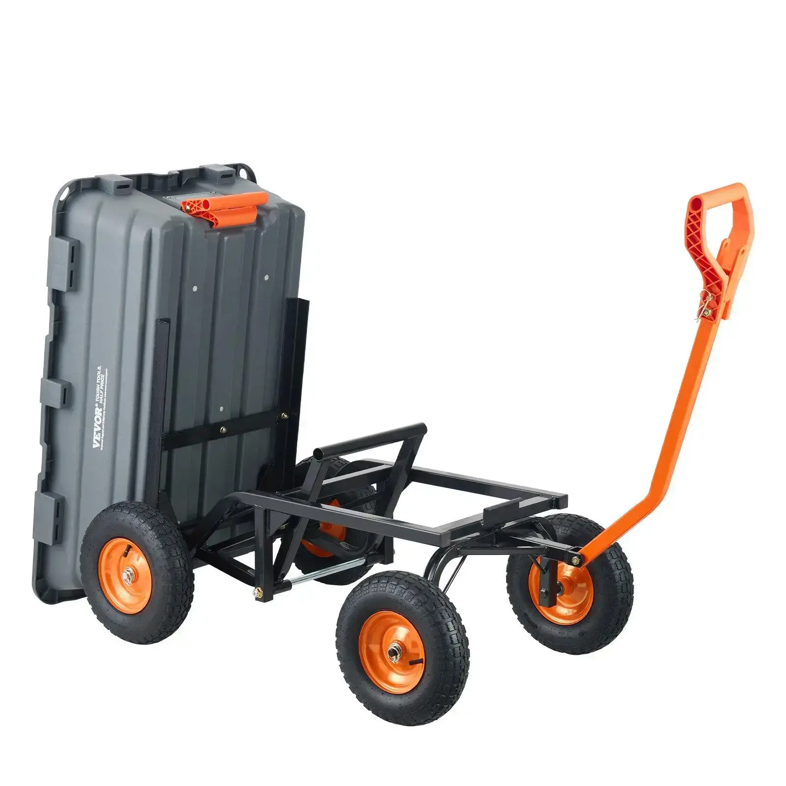 Polyethylene Garden Dump Cart – Features an easy-to-assemble steel frame, a 2-in-1 convertible handle, and 13-inch tires; 1,500 lb maximum load capacity.