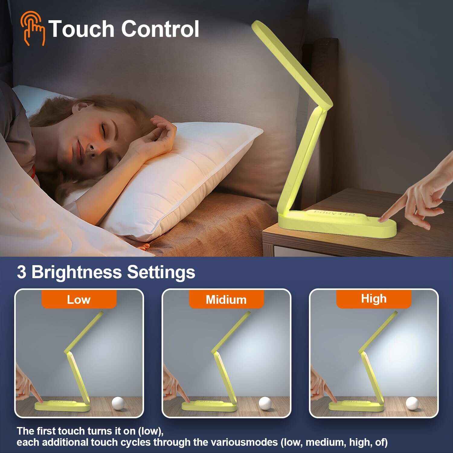 LED Desk Lamp for Office Home & Battery Operated Lamp Rechargeable Lamp Foldable & Portable Light, LED Desk Light Strip, 3 Brightness Dimmable Small Desk Lamp Wireless Reading Lamp