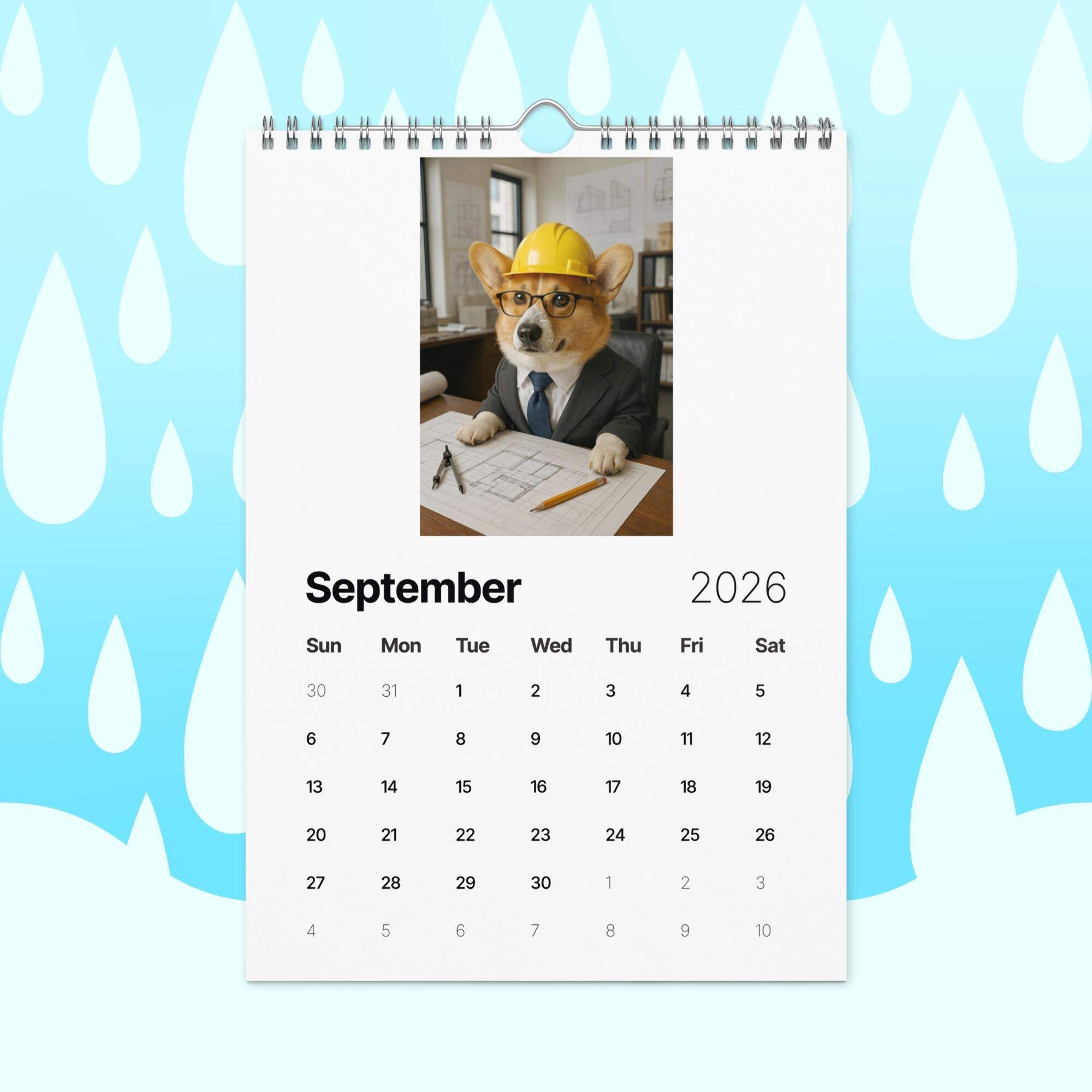 Funny Corgi Dogs with Jobs Calendar 2026