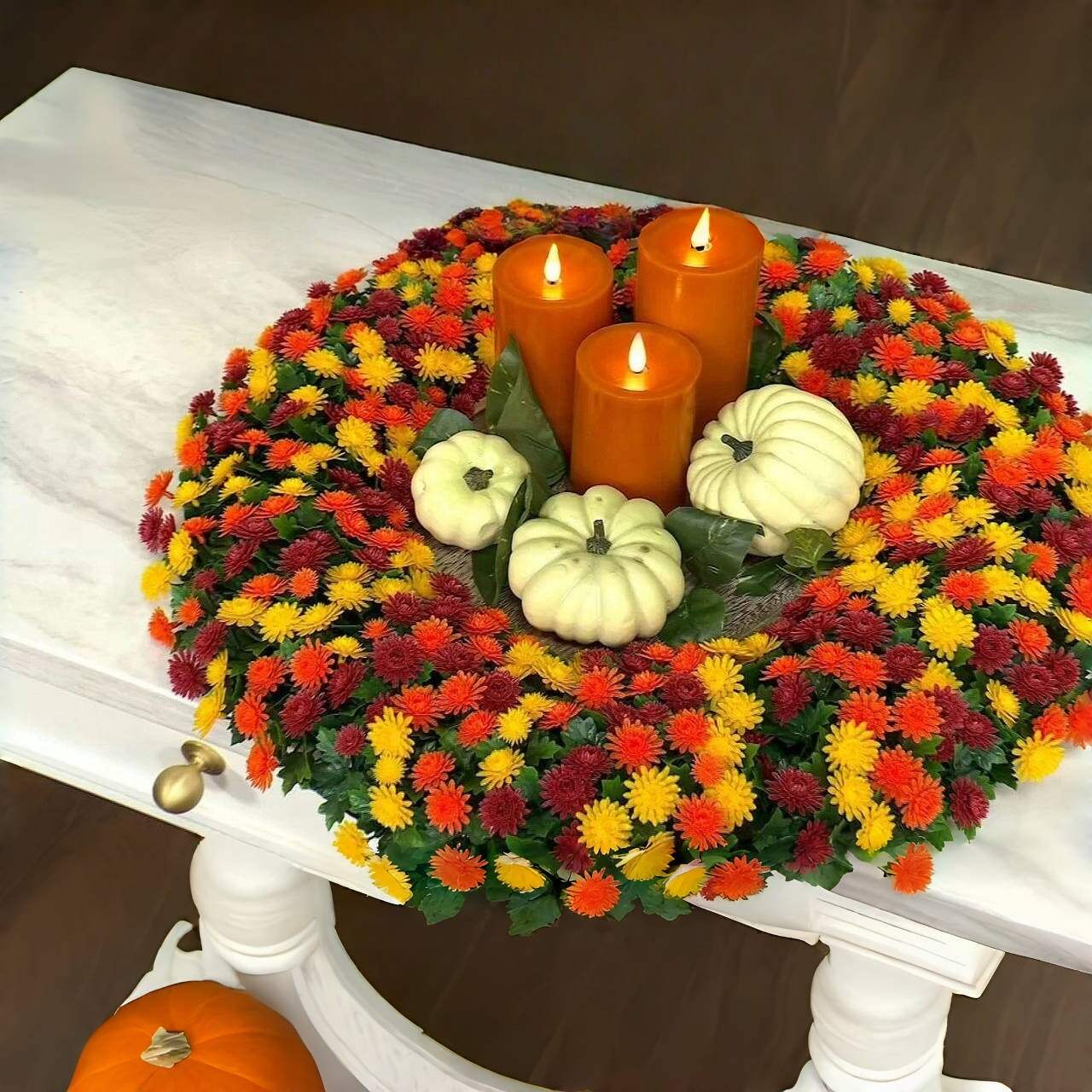 🏆Flash Sale⚡Artificial Faux Mum Wreath - UV Protected