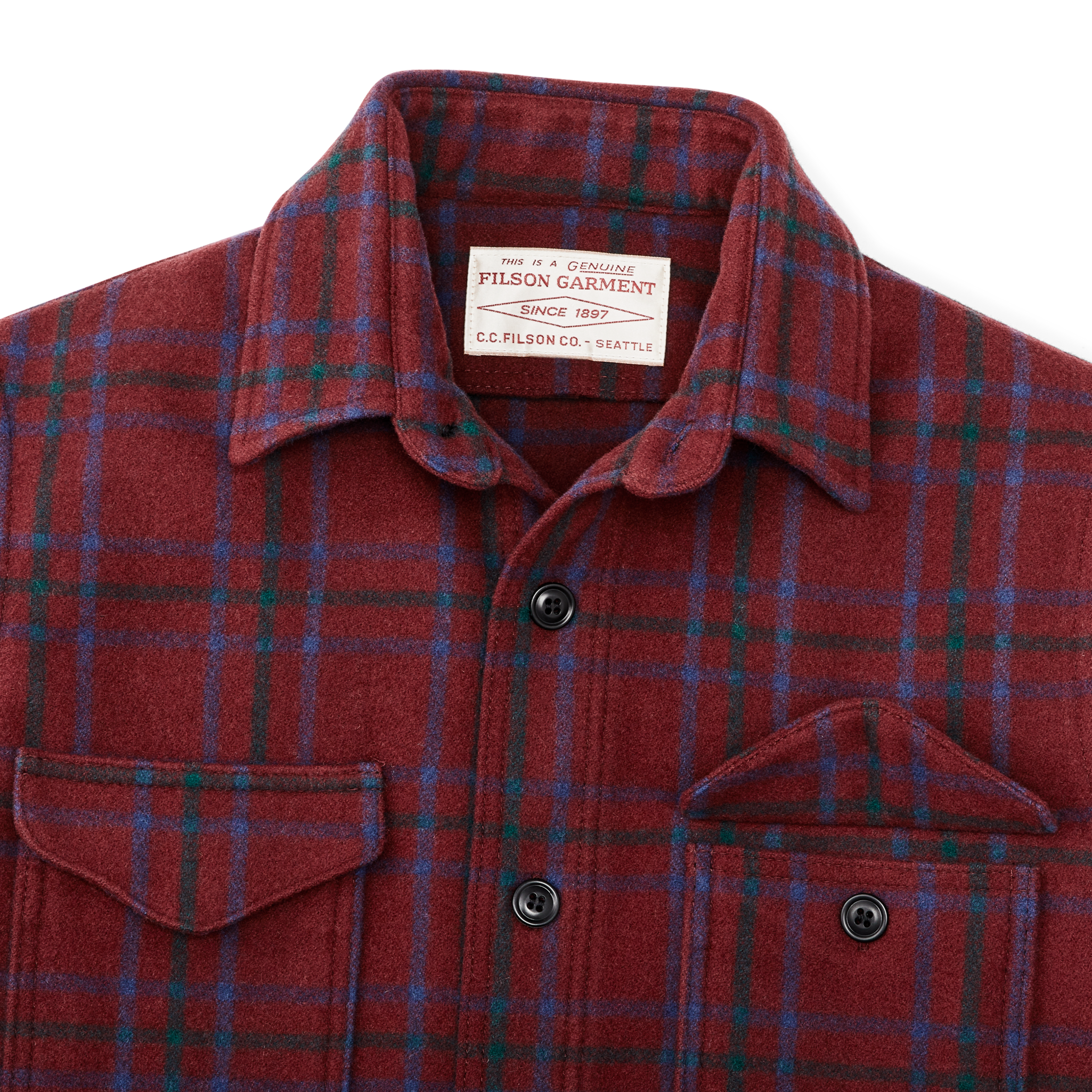 Seattle Wool Jac-shirt - Deep Red Blue Green