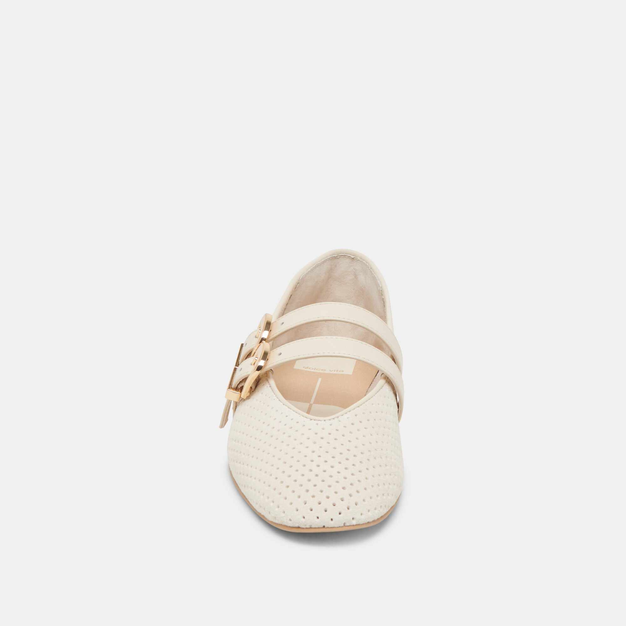 BAYLEE WIDE BALLET FLATS BONE PERFORATED SUEDE