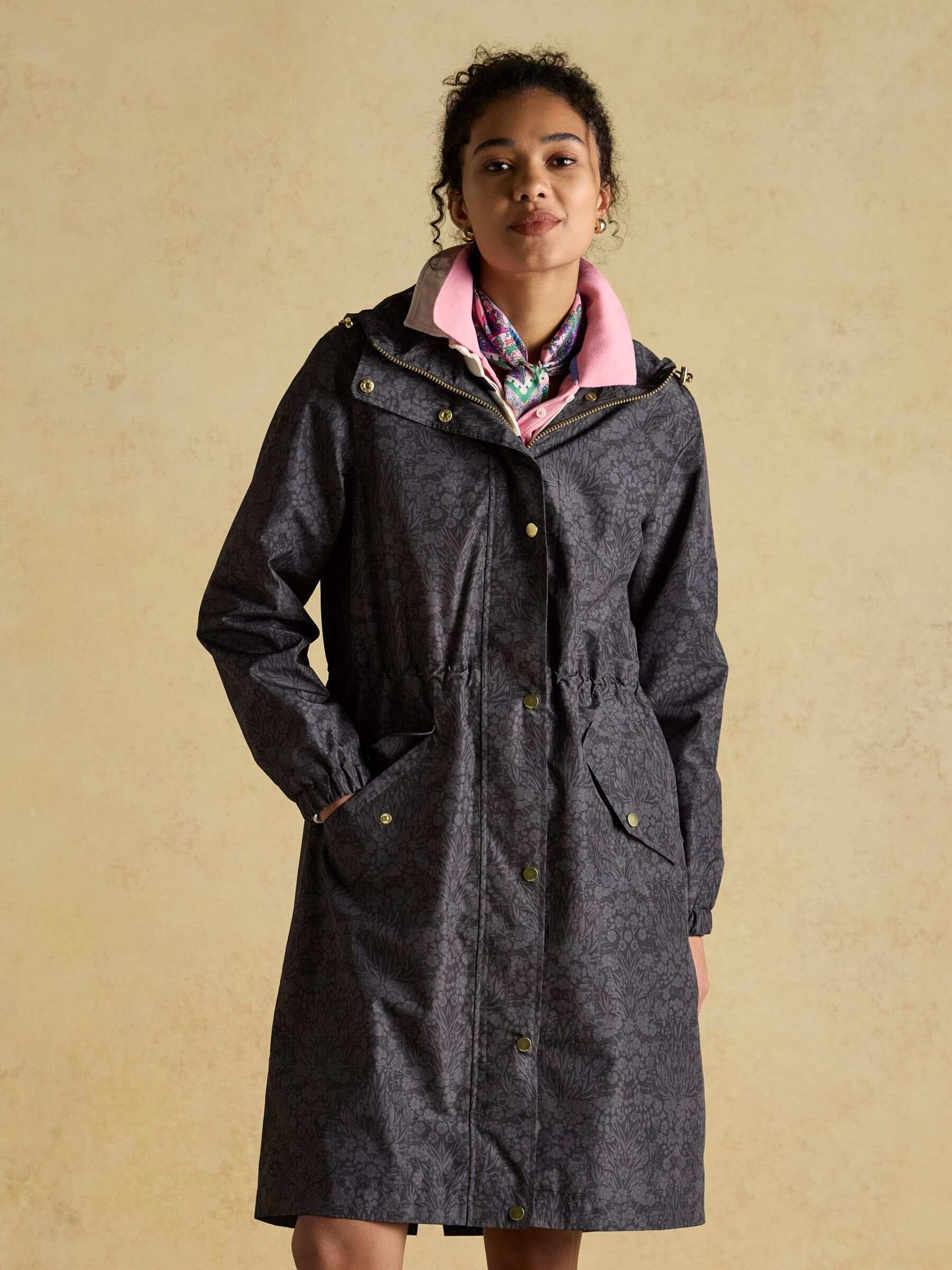 Holkham Brown Check Waterproof Packable Raincoat With Hood