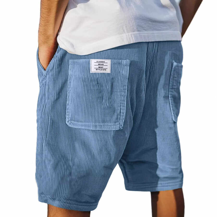 Men's Multi-pocket Embroidery Mark Corduroy Shorts