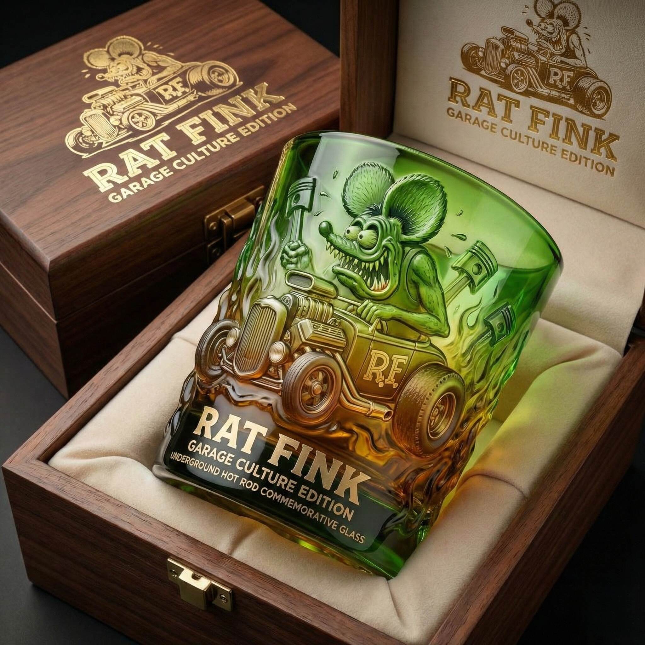 Rat Fink Garage Culture Collector Whiskey Glass