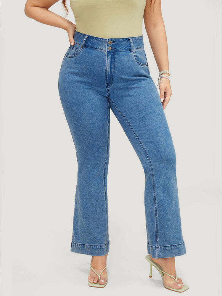 Flare Leg  Very Stretchy High Rise Medium Wash Jeans