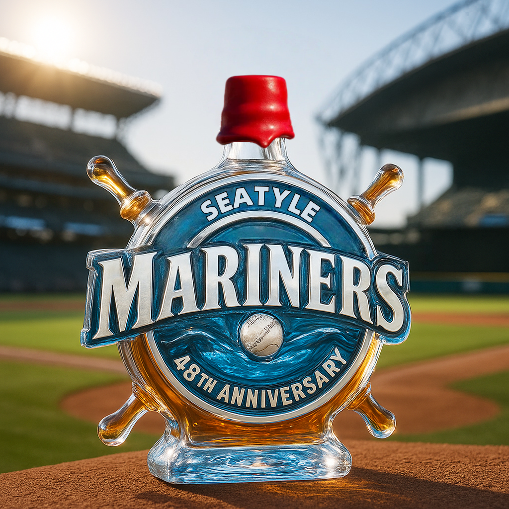 Seattle Mariners 48th Anniversary Whiskey Bottle