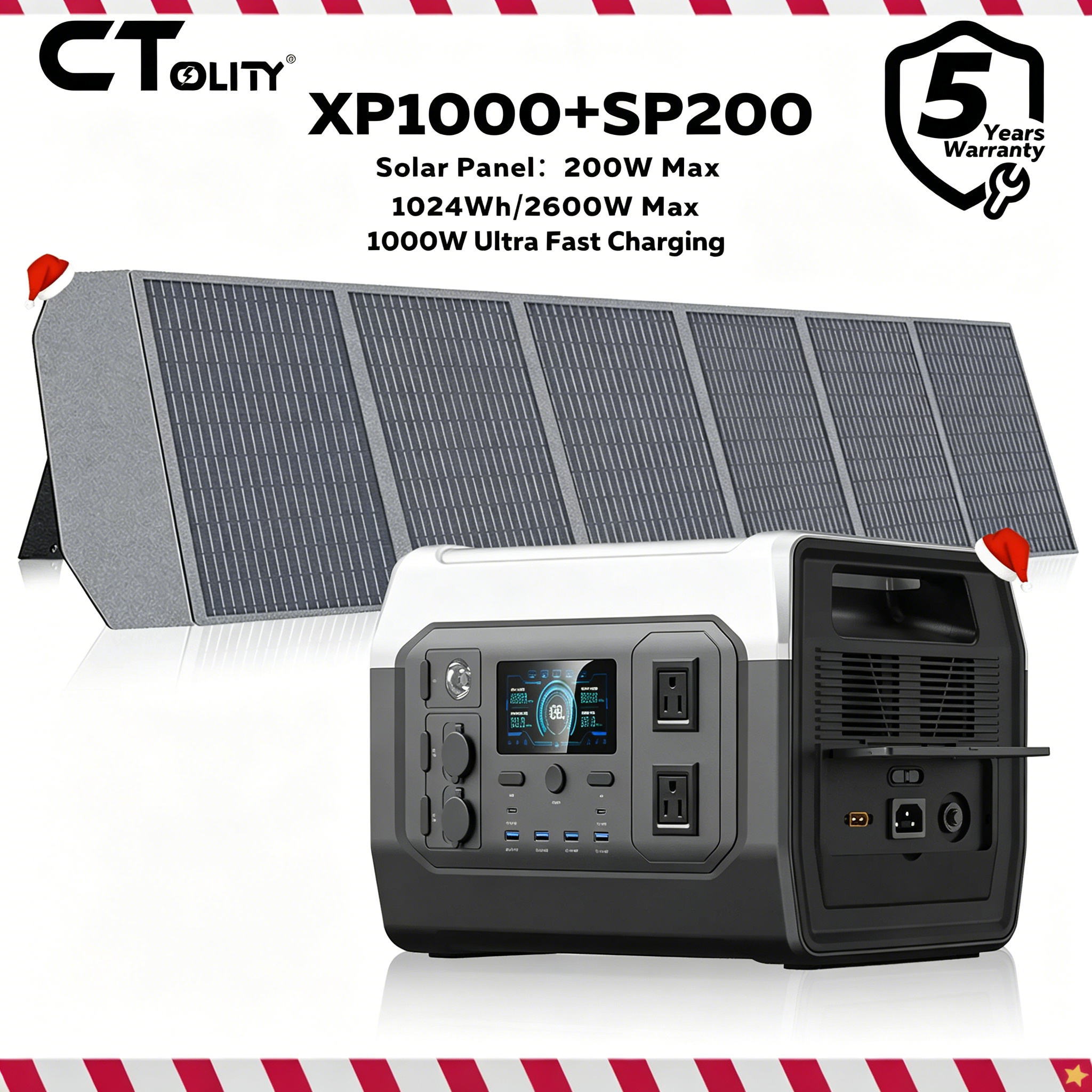 400W Foldable Solar Panel + 1000W Portable Power Station Combo Kit | 23.7% High Efficiency for RV Off-Grid Camping