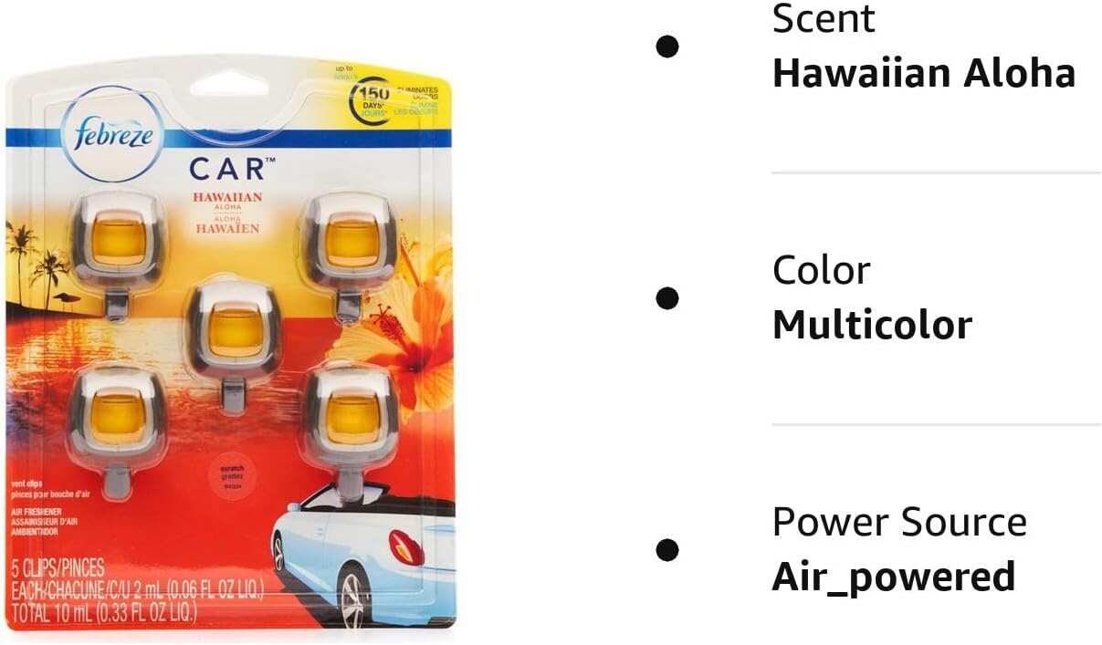Febreze Car Air Fresheners, New Car Scent, Odor Eliminator for Strong Odors Car Vent Clips (2 Count)
