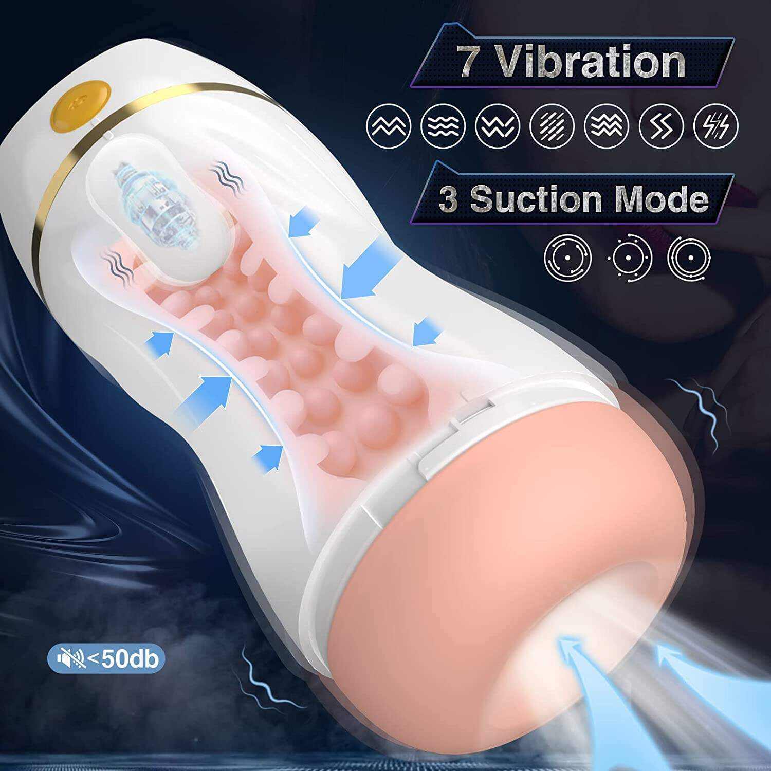 Automatic Sucking Male Masturbators - Upgraded 7 Vibration & Suction Hands Free Pocket Pussy Male Stroker with 3D Realistic Textured, Blowjob Toy Mens Adult Male Sex Toys for Men (Black)