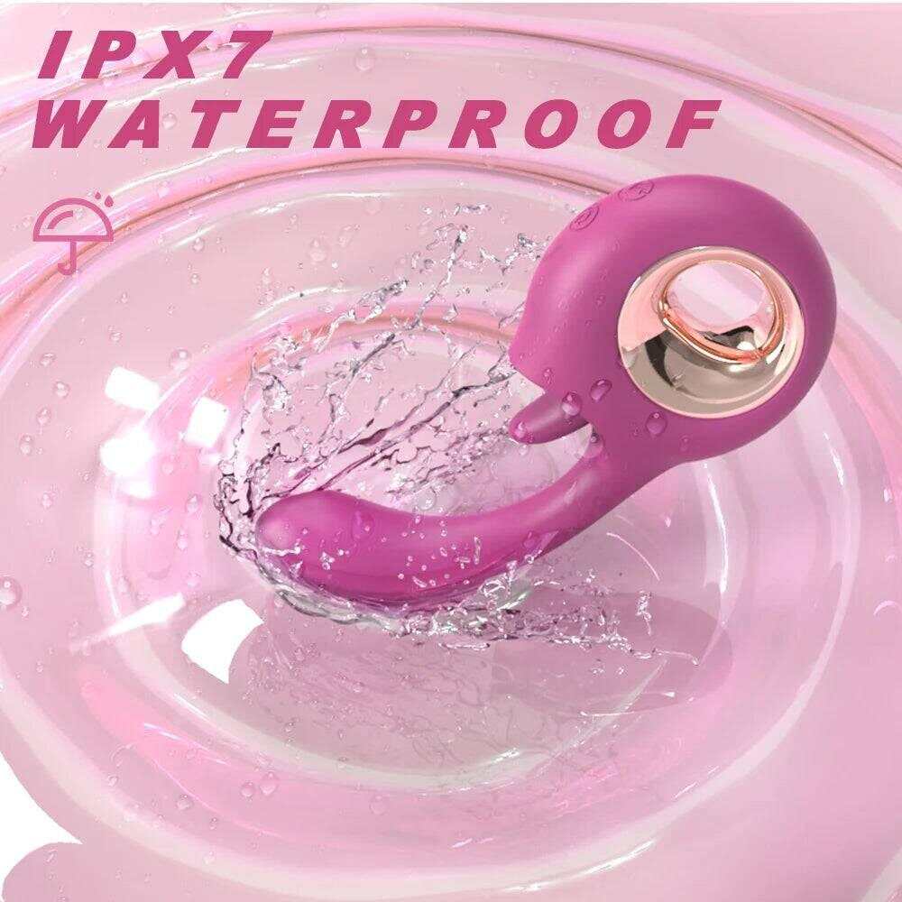 G-Spot Vibrator with Tongue Licking: 2-in-1 Clit & Oral Silicone Toy