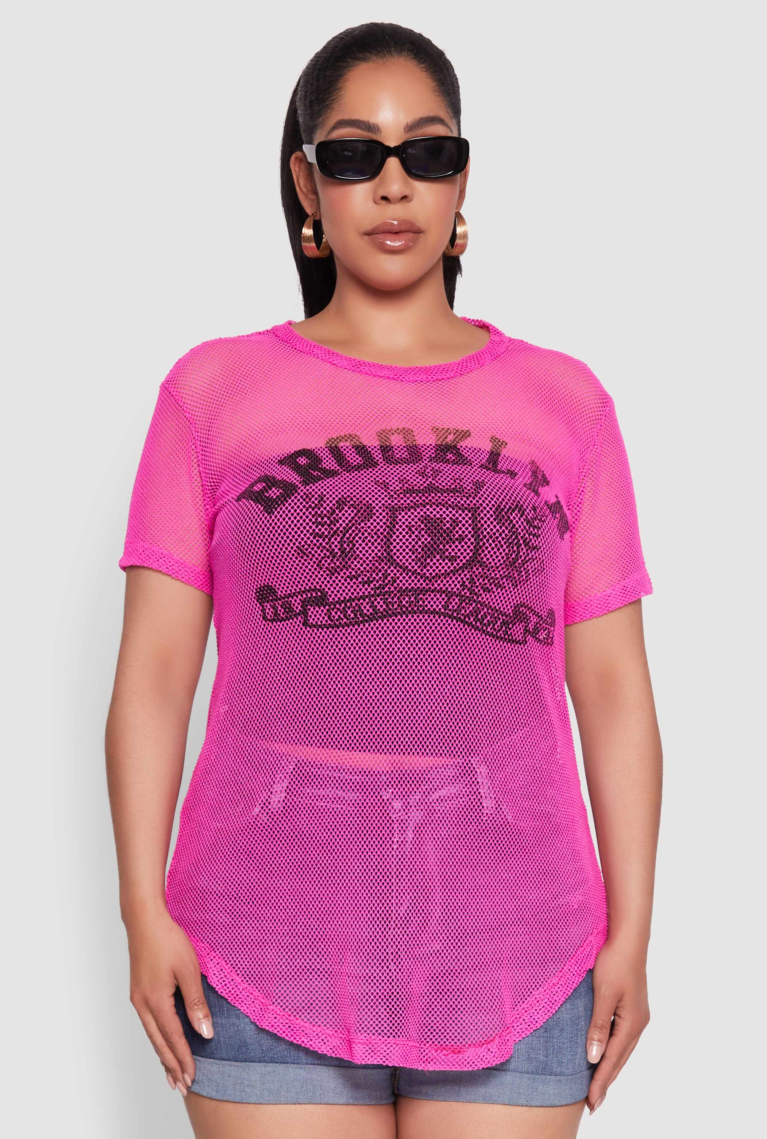 Plus Size Brooklyn College League Fishnet Top