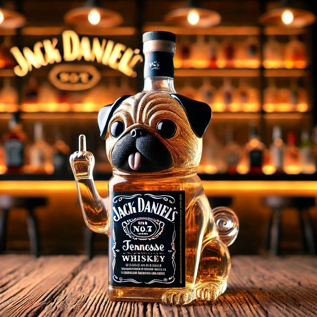 Middle Finger Pug Whiskey Bottle