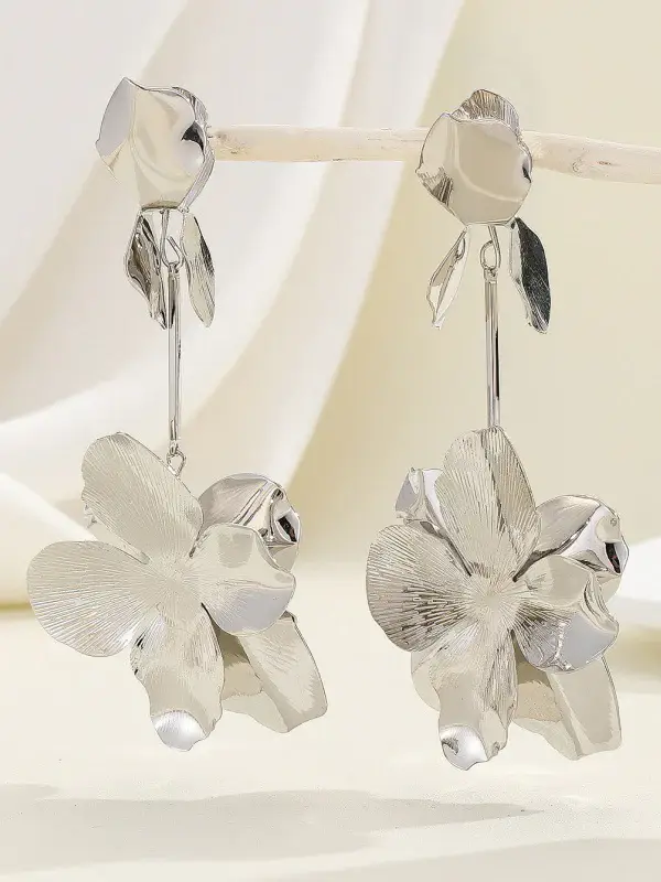 Sculptural Flower Drop Earrings