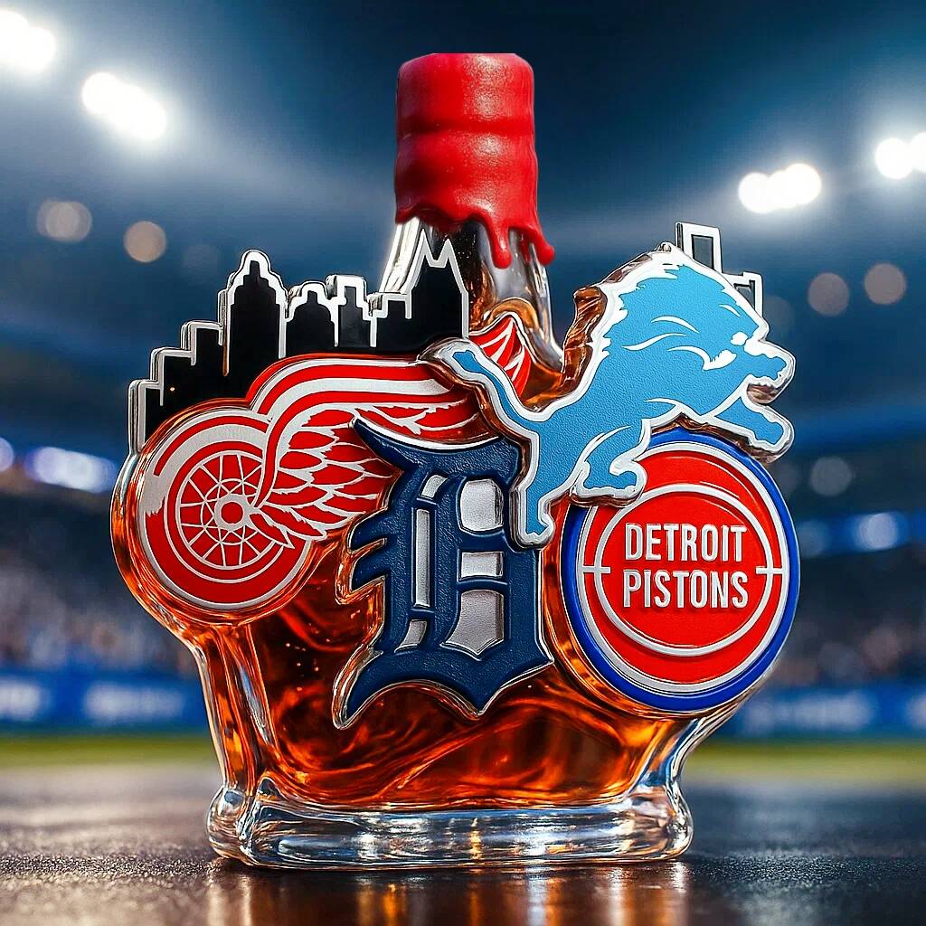 Detroit Sports Team Whiskey Bottle