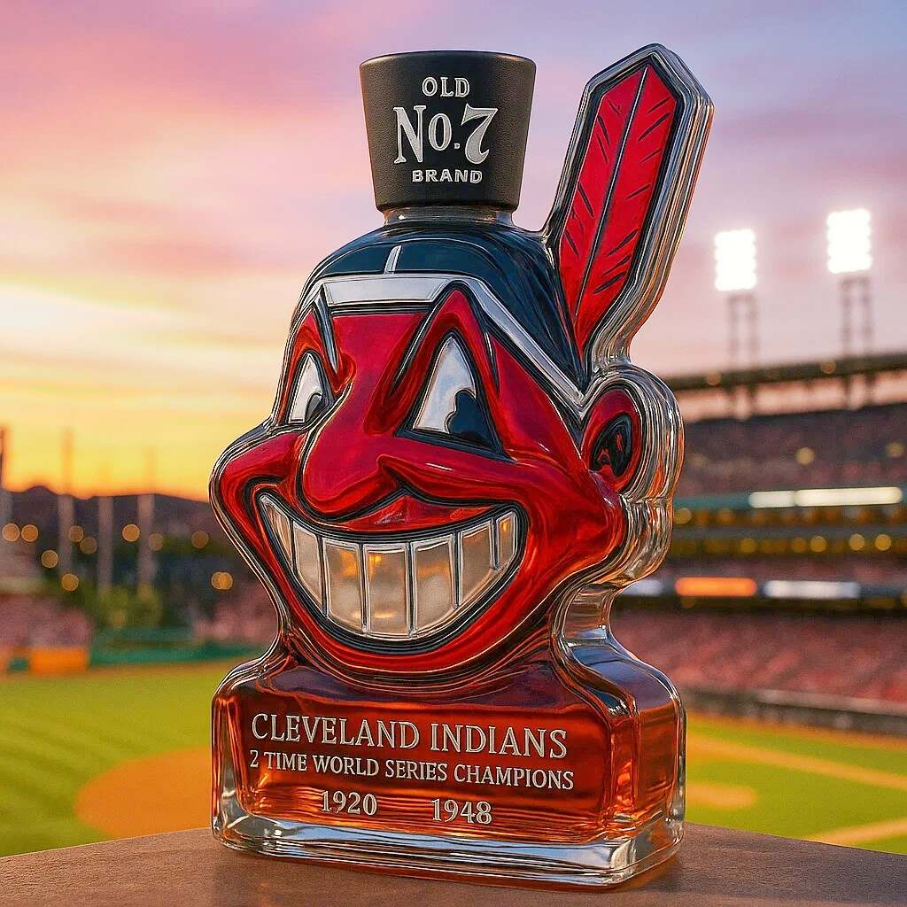 Cleveland Indians Team honor Whiskey Bottle