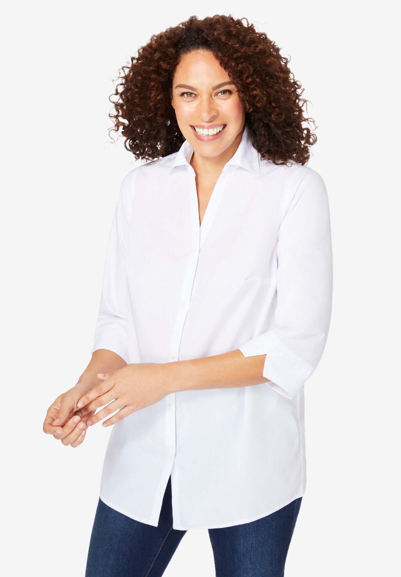 Perfect Three-Quarter Sleeve Back Pleat Shirt